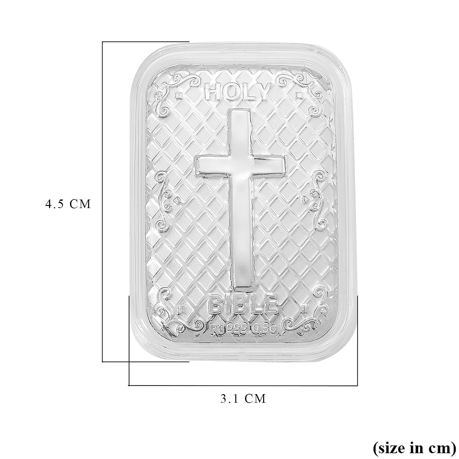 999 White Platinum Embossed Bible Cross Bar