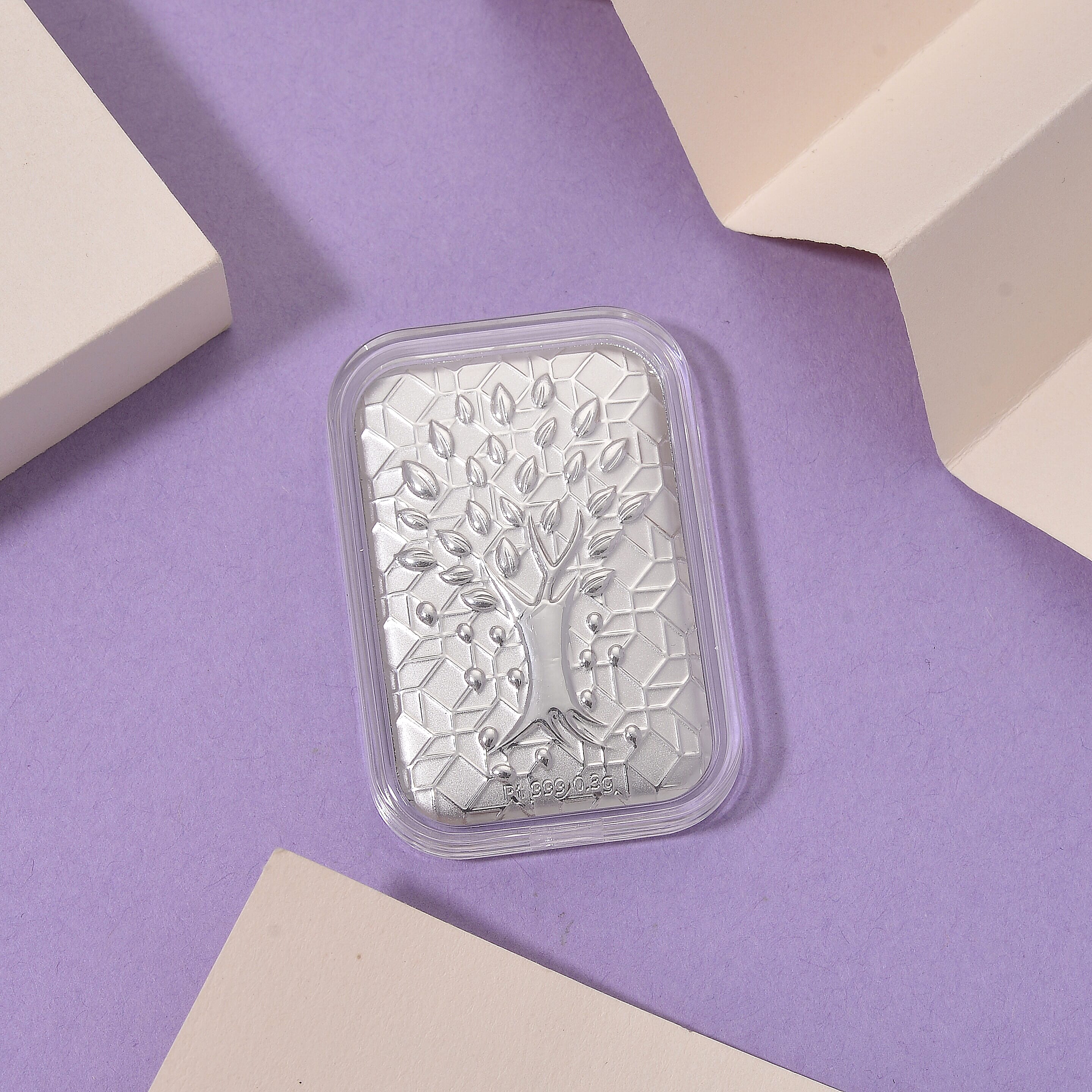 999 White Platinum Embossed Tree Bar