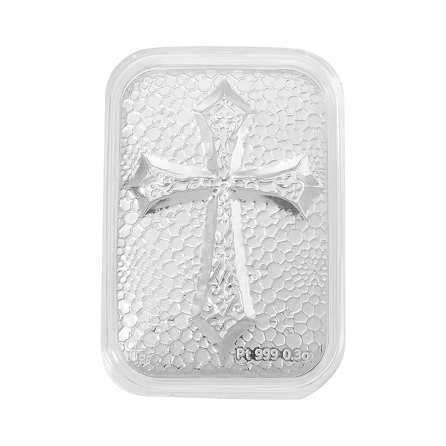 999 White Platinum Embossed Cross Bar