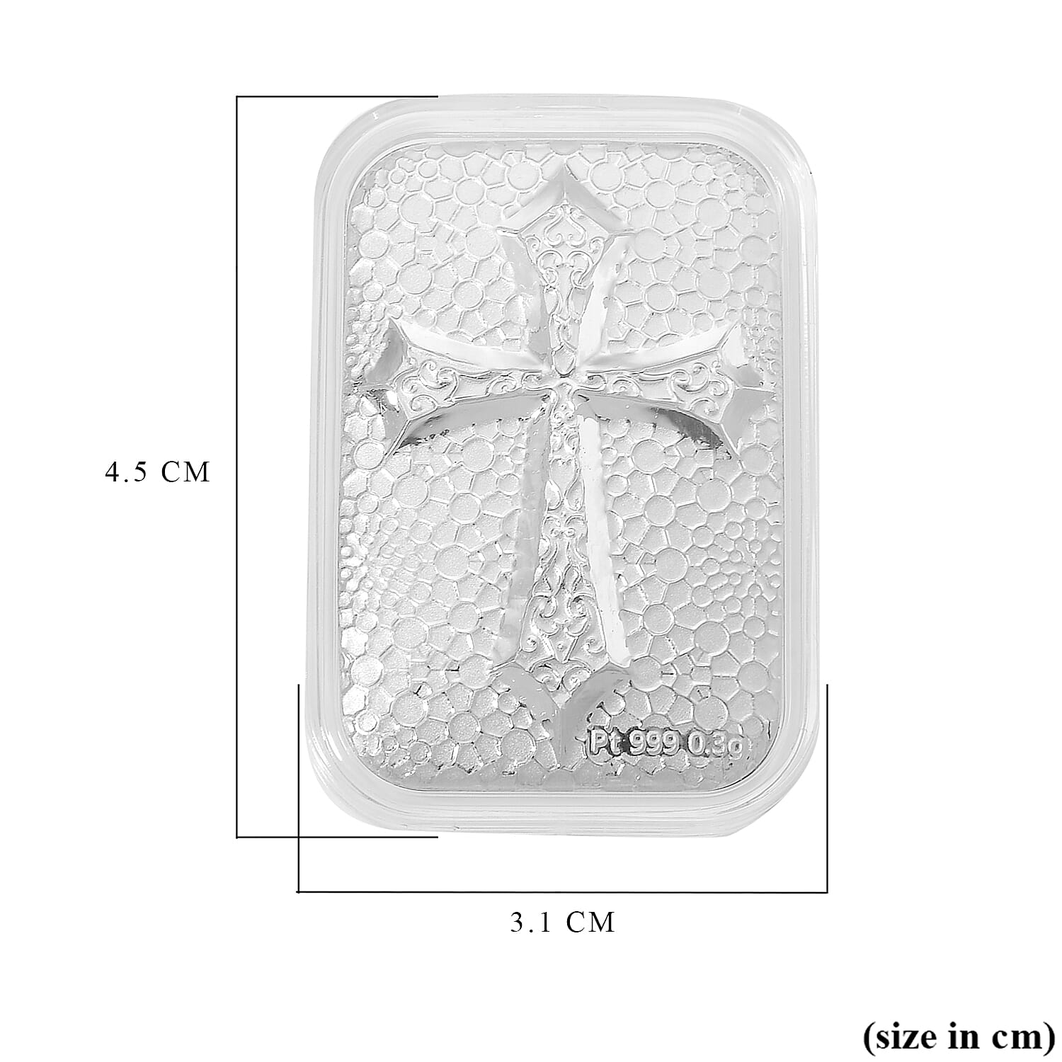 999 White Platinum Embossed Cross Bar