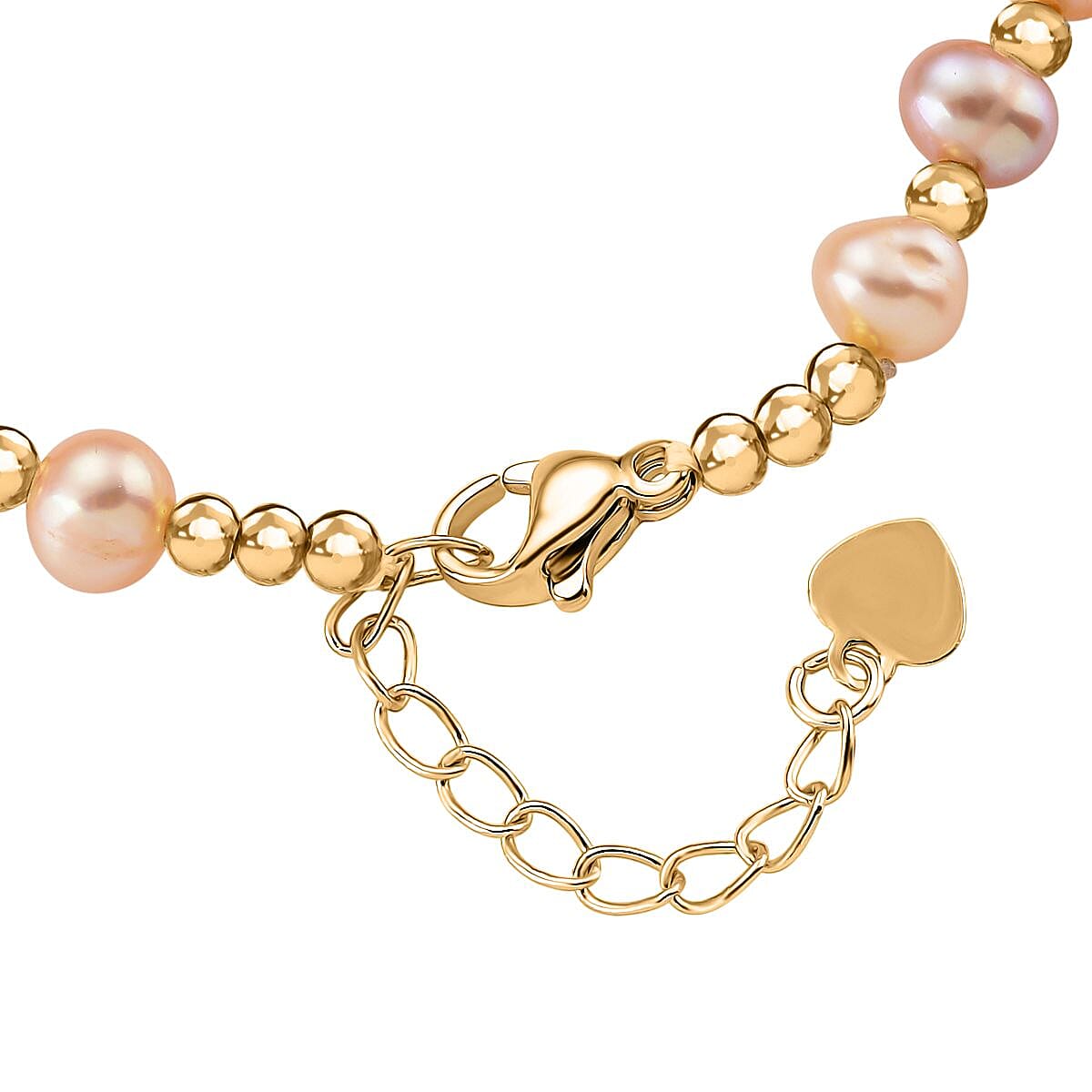 White Keshi Pearl & Multi Color Fresh Water Pearl Bracelet in Yellow Gold Plated 25.00 Ct.