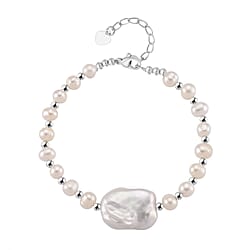 White Keshi Pearl & White Fresh Water Pearl Bracelet 25.00 Ct.