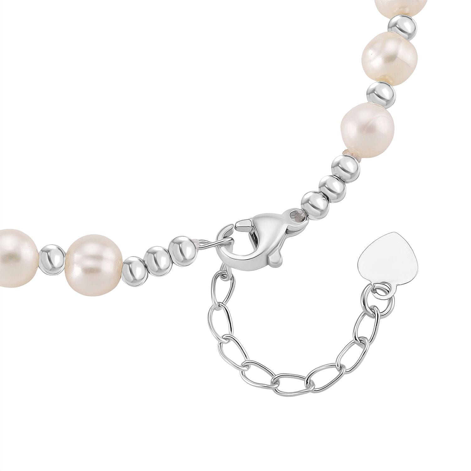 White Keshi Pearl & White Fresh Water Pearl Bracelet 25.00 Ct.