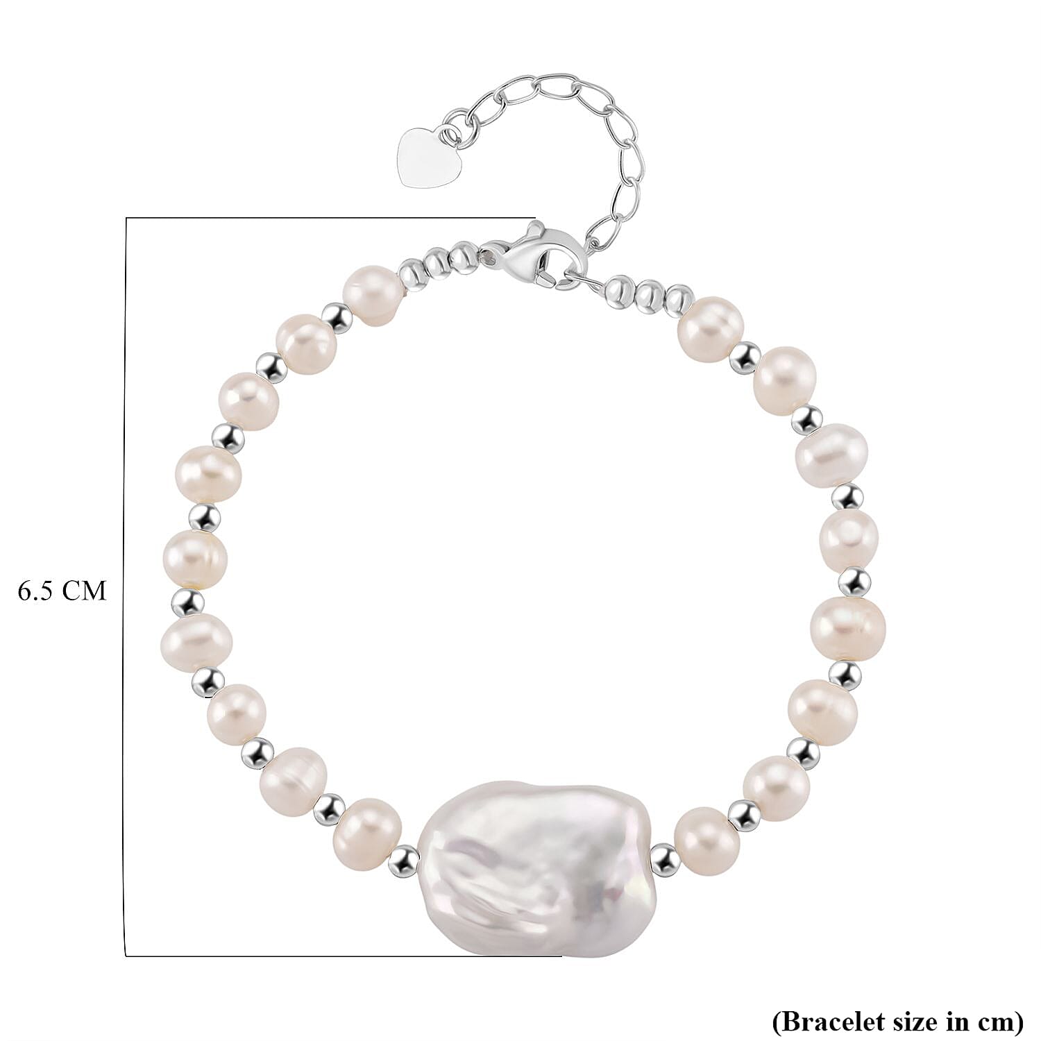 White Keshi Pearl & White Fresh Water Pearl Bracelet 25.00 Ct.