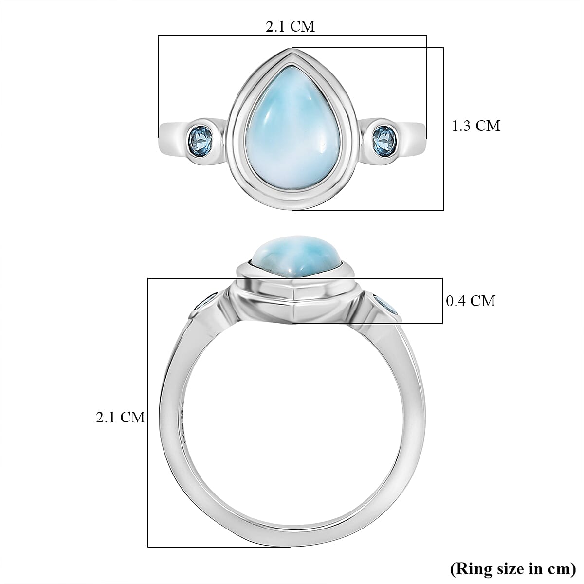 D'joy Larimar & Skyblue Topaz Ocean & Sky Ring in Rhodium Overlay Sterling Silver 2.39 Ct. D'joy Larimar & Skyblue Topaz Ocean & Sky Ring in Rhodium Overlay Sterling Silver 2.39 Ct.