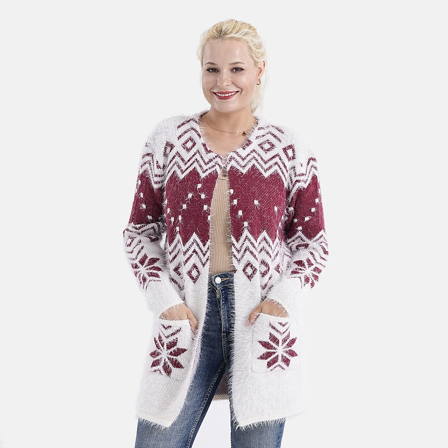 Best Seller - Tamsy Eyelash Coatigan with Pockets (Fit 8 to 20) - Red