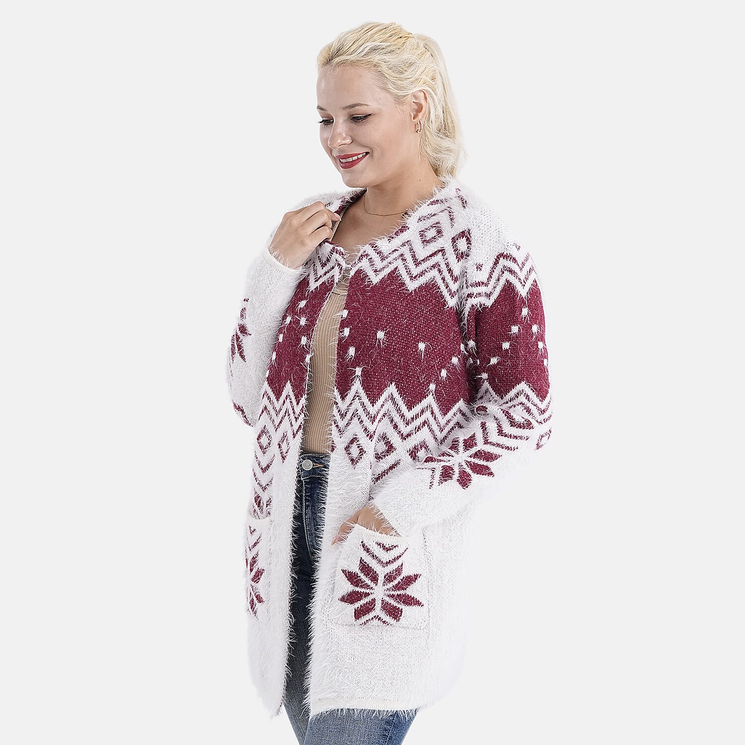 Best Seller - Tamsy Eyelash Coatigan with Pockets (Fit 8 to 20) - Red