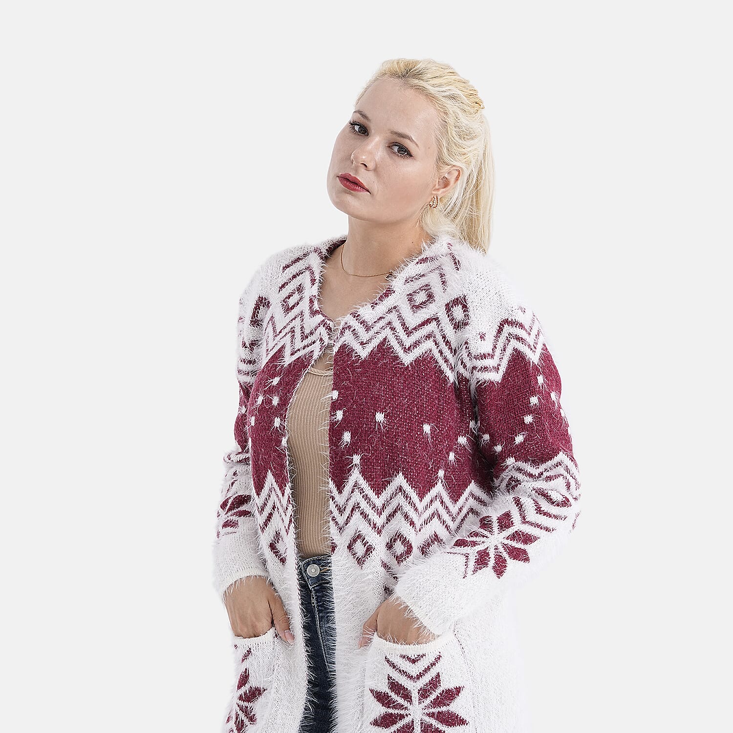 Best Seller - Tamsy Eyelash Coatigan with Pockets (Fit 8 to 20) - Red