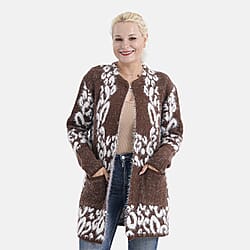 Tamsy Eyelash Coatigan with Pockets (Fit 8 to 20) - Purple and White