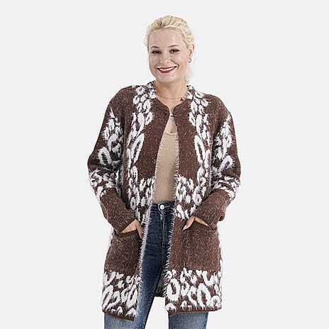 Best Seller - Tamsy Eyelash Coatigan with Pockets (Fit 8 to 20) - Chocolate