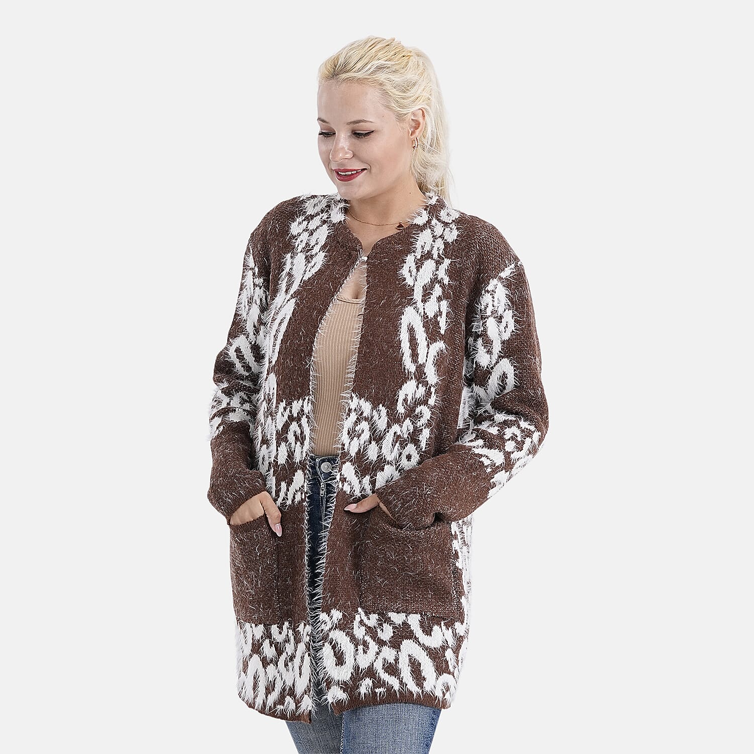 Best Seller - Tamsy Eyelash Coatigan with Pockets (Fit 8 to 20) - Chocolate