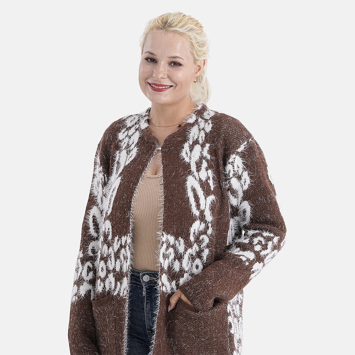 Best Seller - Tamsy Eyelash Coatigan with Pockets (Fit 8 to 20) - Chocolate