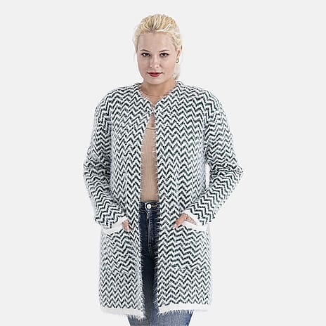 Best Seller - Tamsy Eyelash Coatigan with Pockets (Fit 8 to 20) - Chevron