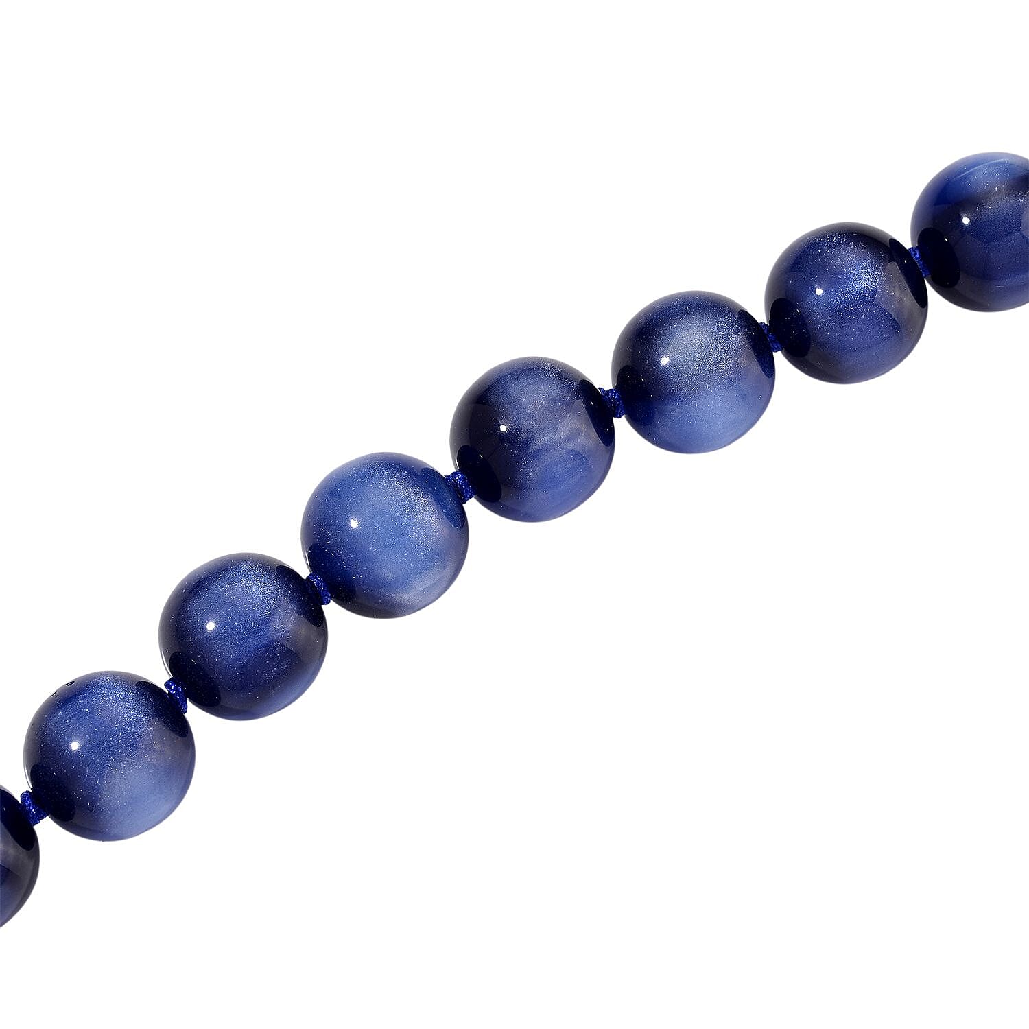 Blue Coloured Cats Eye Style Necklace with Lobster Clasp (Size 18 - 2 Ext) 340.00 Ct.