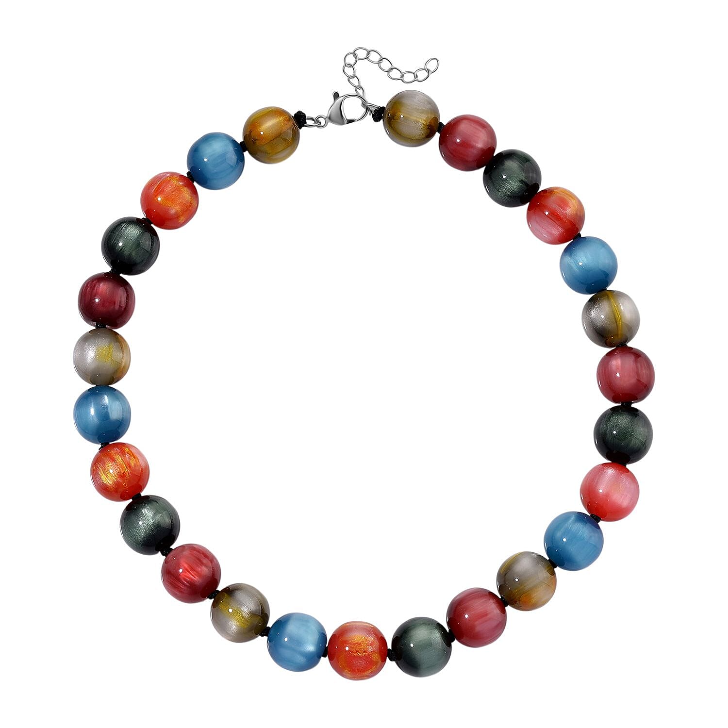 Multi Coloured Cats Eye Style Necklace with Lobster Clasp (Size 18-20) 340.00 Ct.