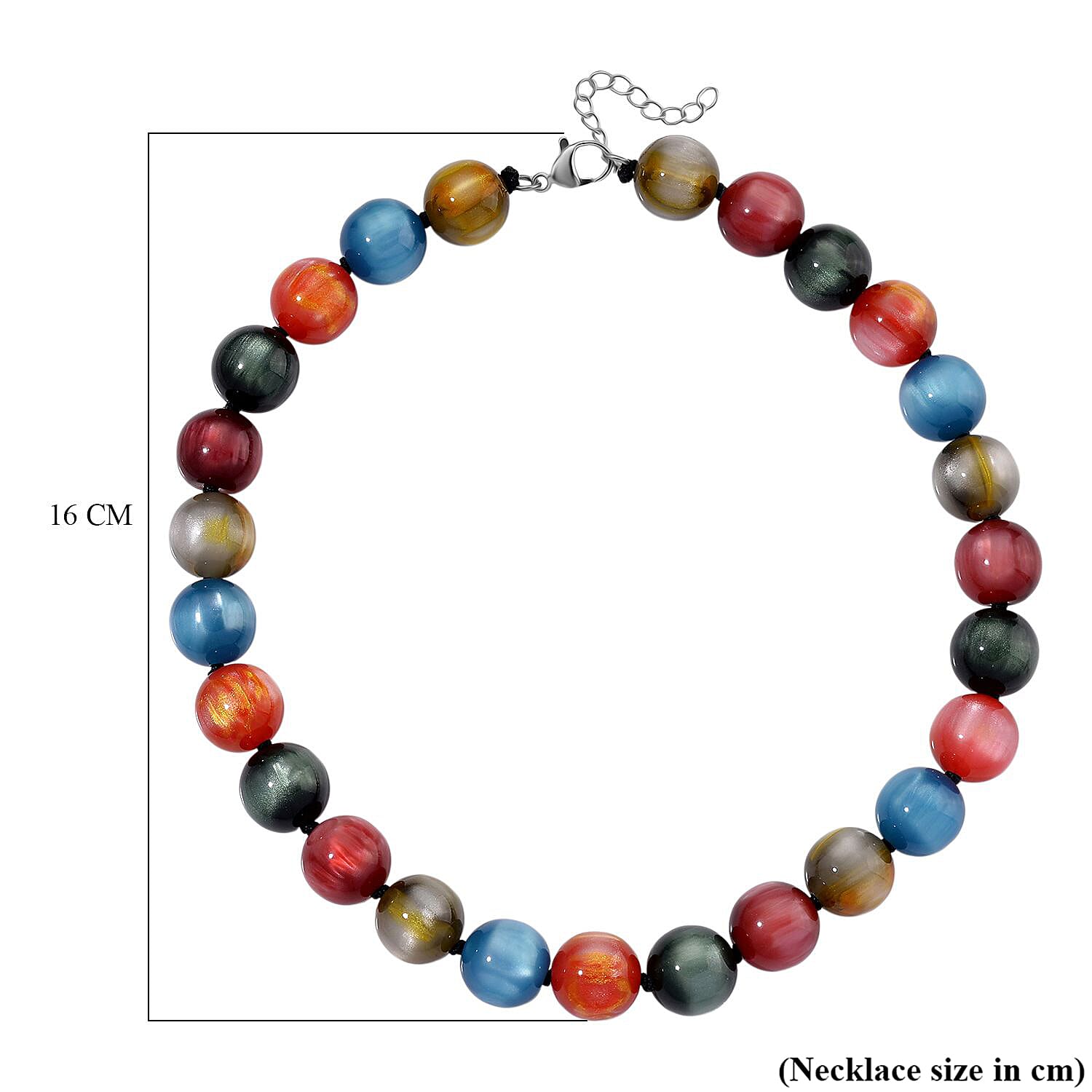 Multi Coloured Cats Eye Style Necklace with Lobster Clasp (Size 18-20) 340.00 Ct.