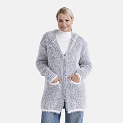 Tamsy Plush Winter Hooded Cardigan with Pockets