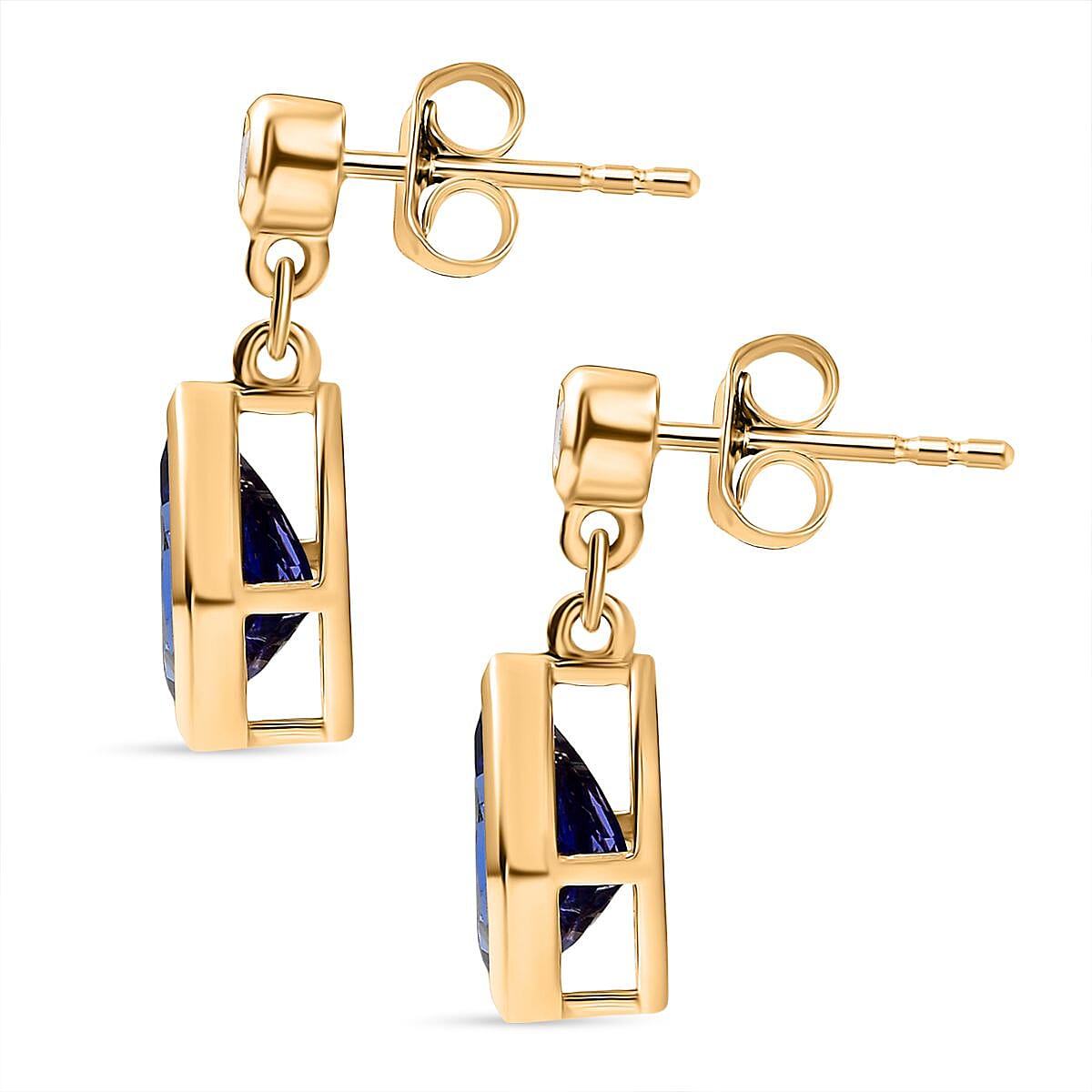 9K Yellow Gold AAA Tanzanite, White Diamond I3 Dangling Earring, Gold Wt.2.2 Gms  3.700  Ct.