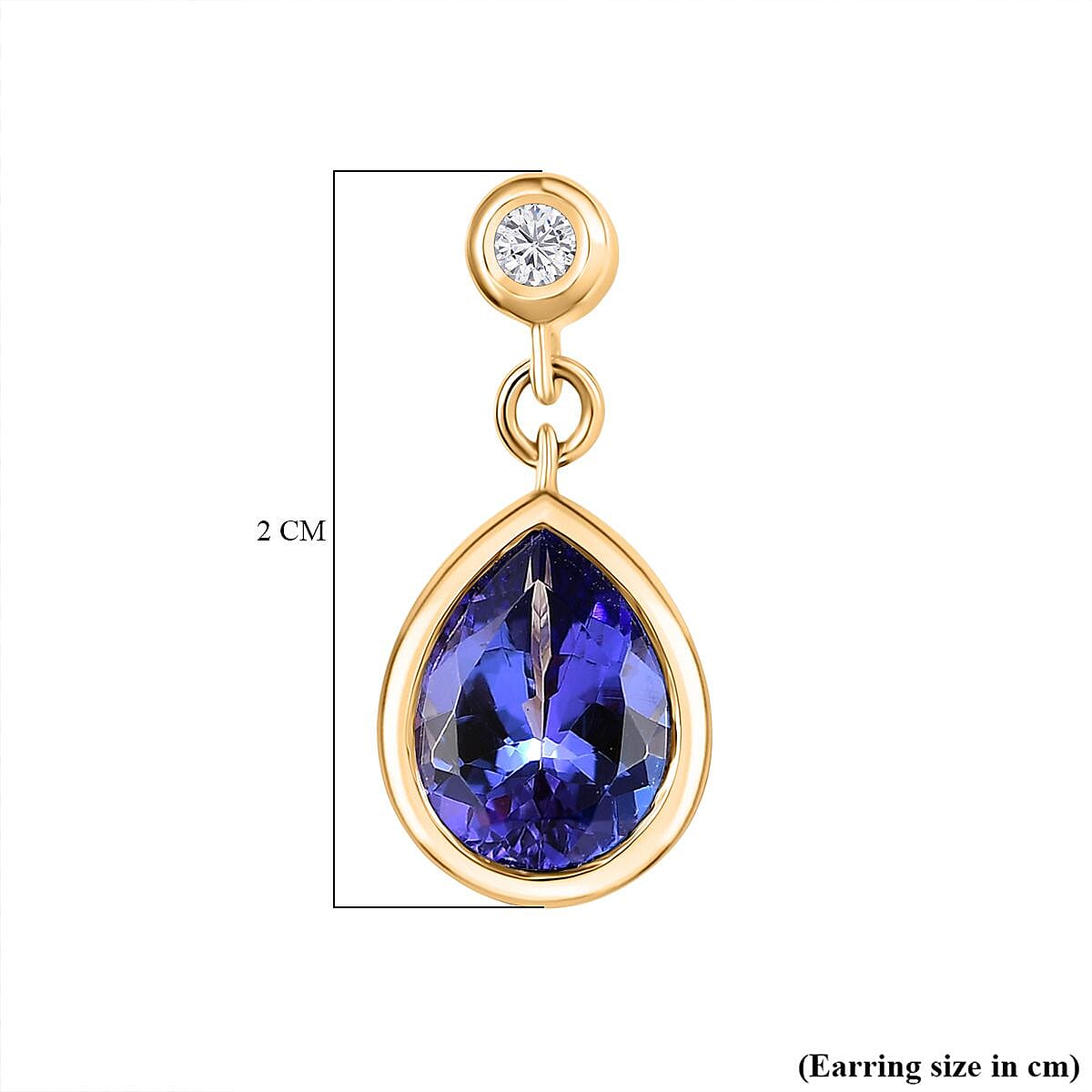 9K Yellow Gold AAA Tanzanite, White Diamond I3 Dangling Earring, Gold Wt.2.2 Gms  3.700  Ct.