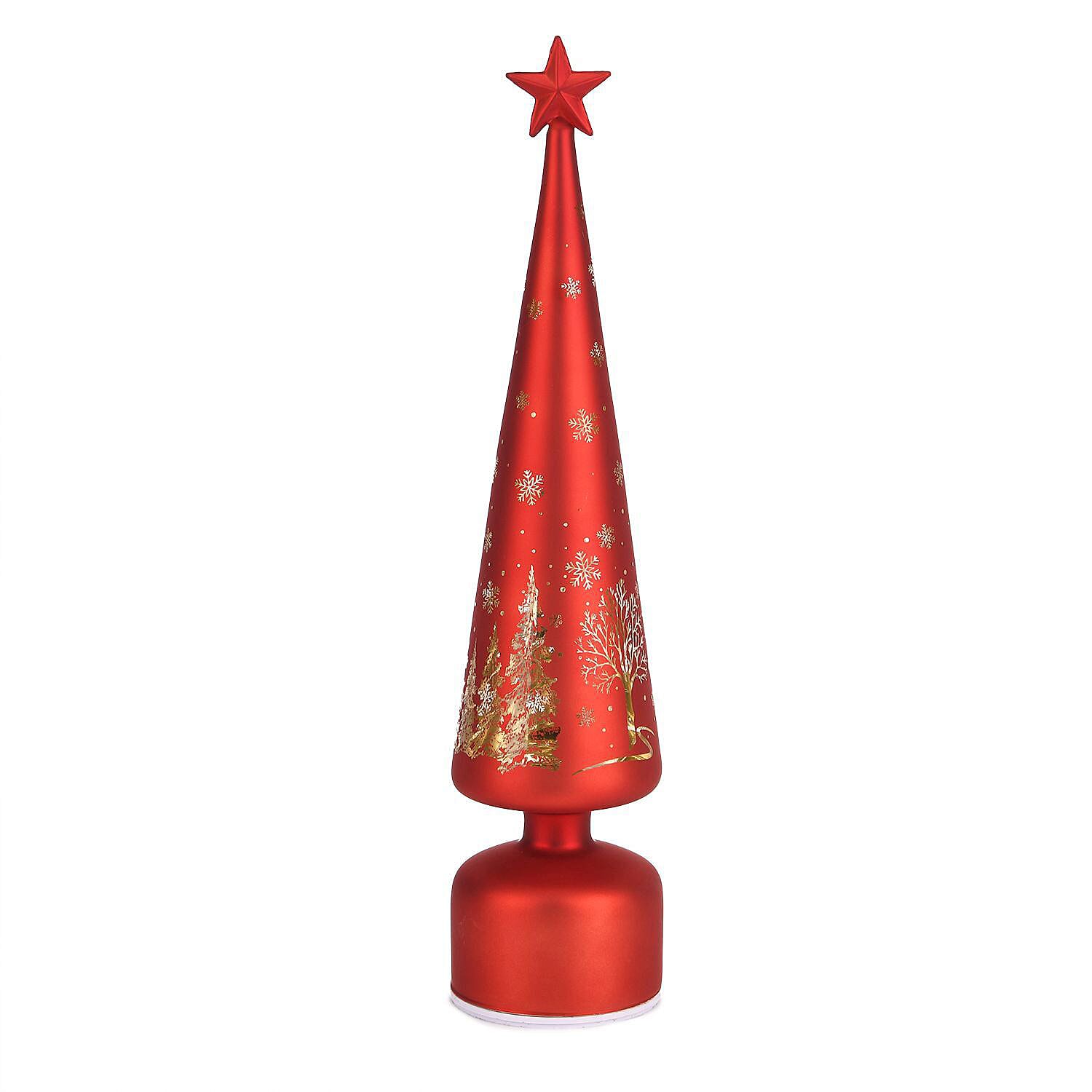 Rotating LED Christmas Tree Light - 3 x AA Battery-Operated (not included) - Red