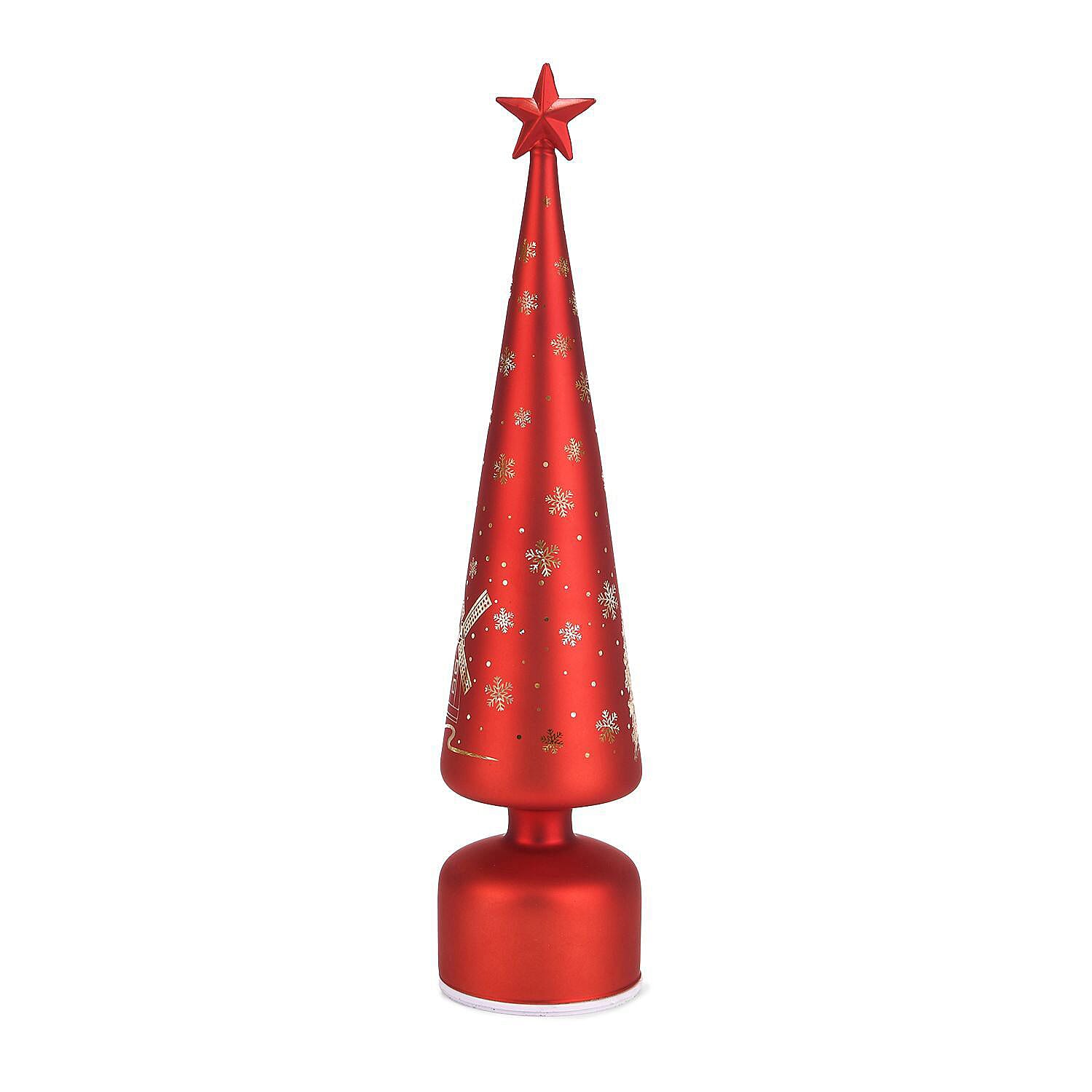 Rotating LED Christmas Tree Light - 3 x AA Battery-Operated (not included) - Red