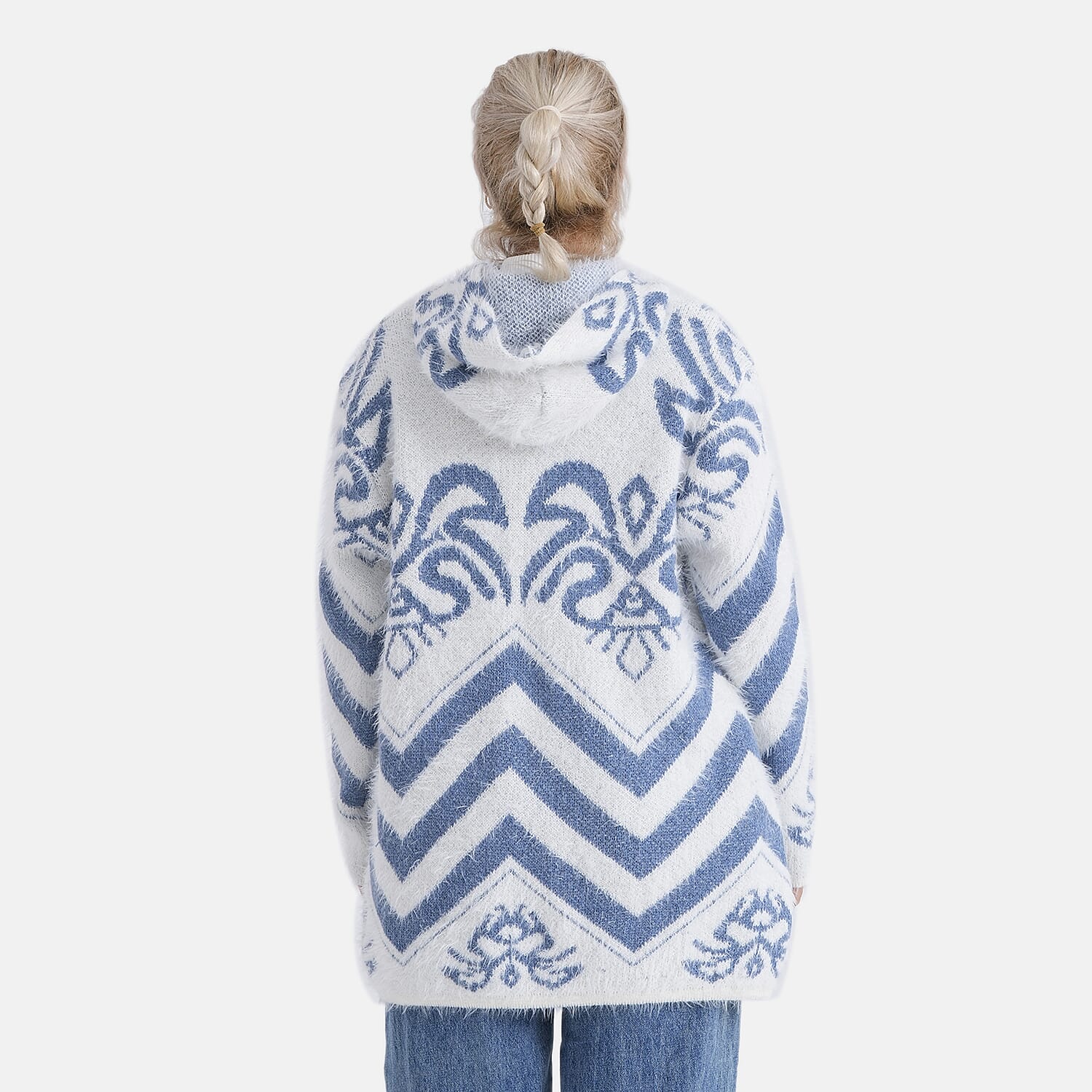 Tamsy Winter Womens Coatigan Hoodie with Pockets (Free Size, Fits 8 - 20) -  Blue