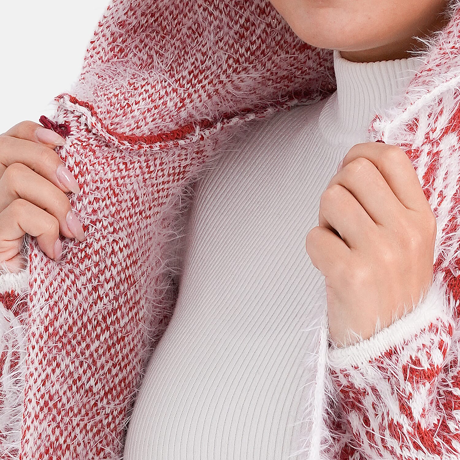 Tamsy Winter Womens Coatigan Hoodie with Pockets (Free Size, Fits 8 - 20) - Red