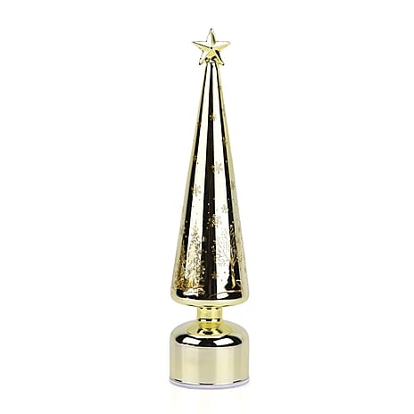 Rotating LED Christmas Tree Light - 3 x AA Battery-Operated (not included) - Gold