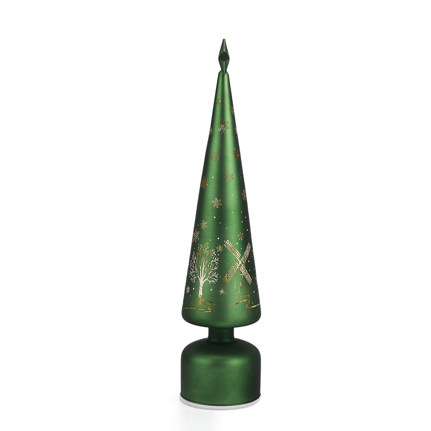 Rotating LED Christmas Tree Light - 3 x AA Battery-Operated (not included) - Green