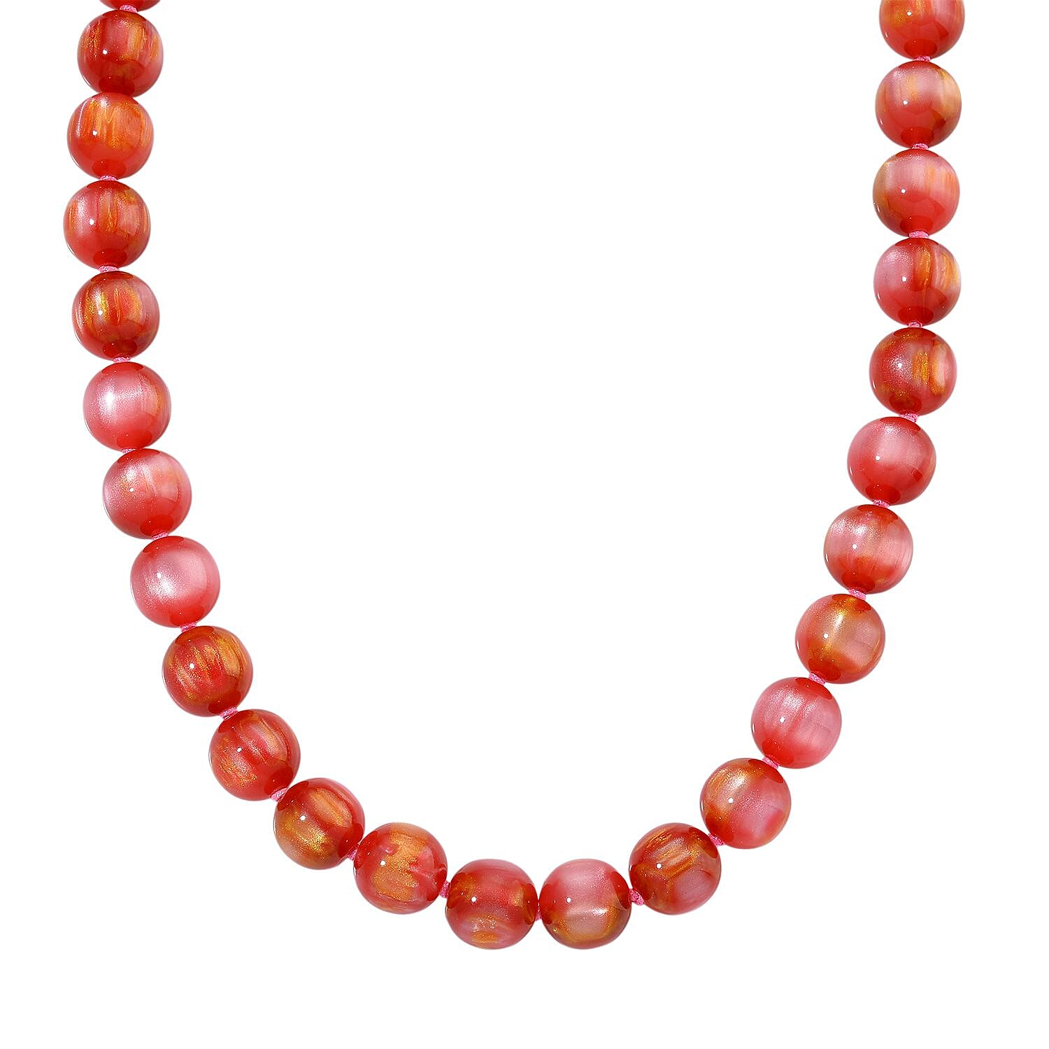 Cherry Coloured Cats Eye Style Necklace with Lobster Clasp (Size 18 - 2) 330.00 Ct.