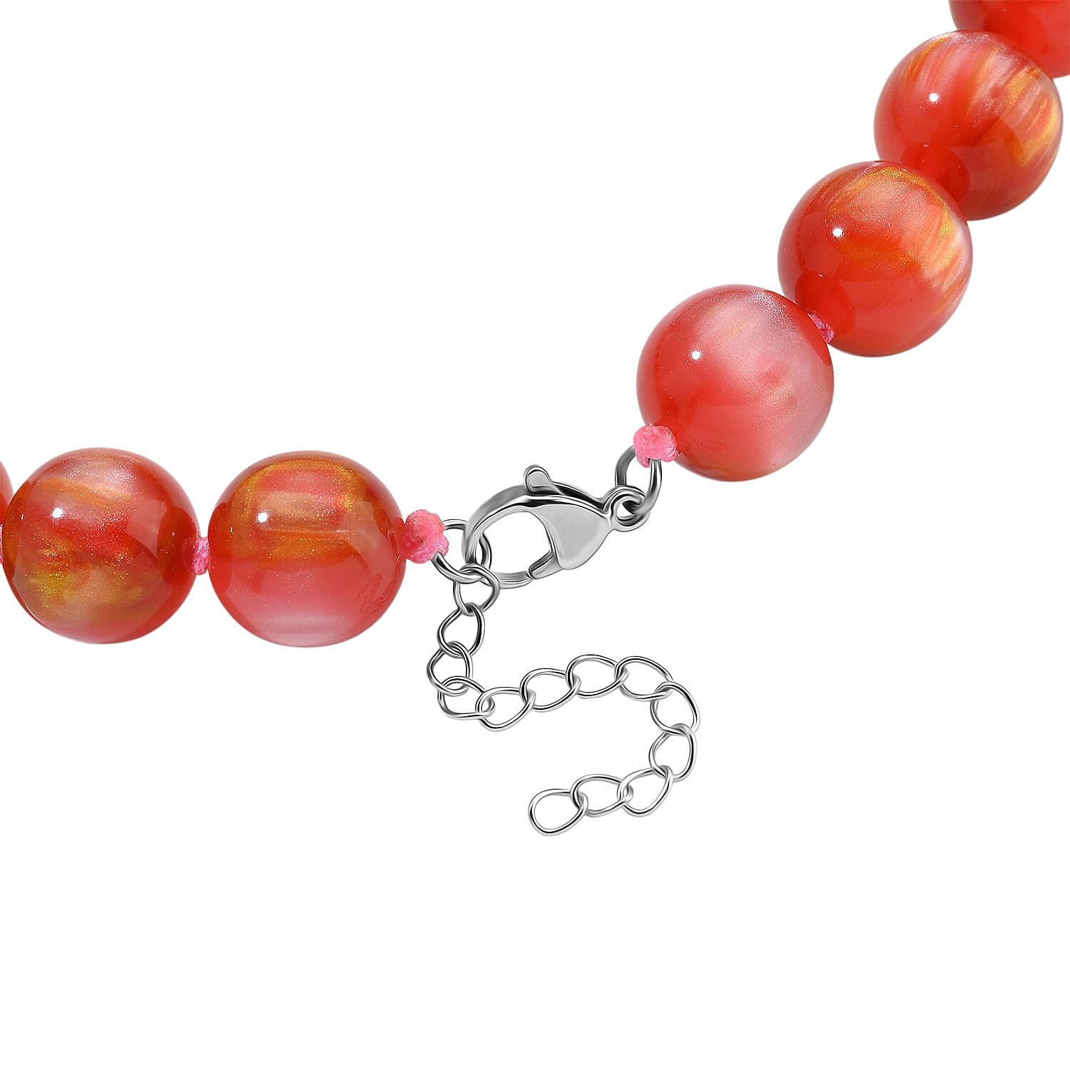 Cherry Coloured Cats Eye Style Necklace with Lobster Clasp (Size 18 - 2) 330.00 Ct.