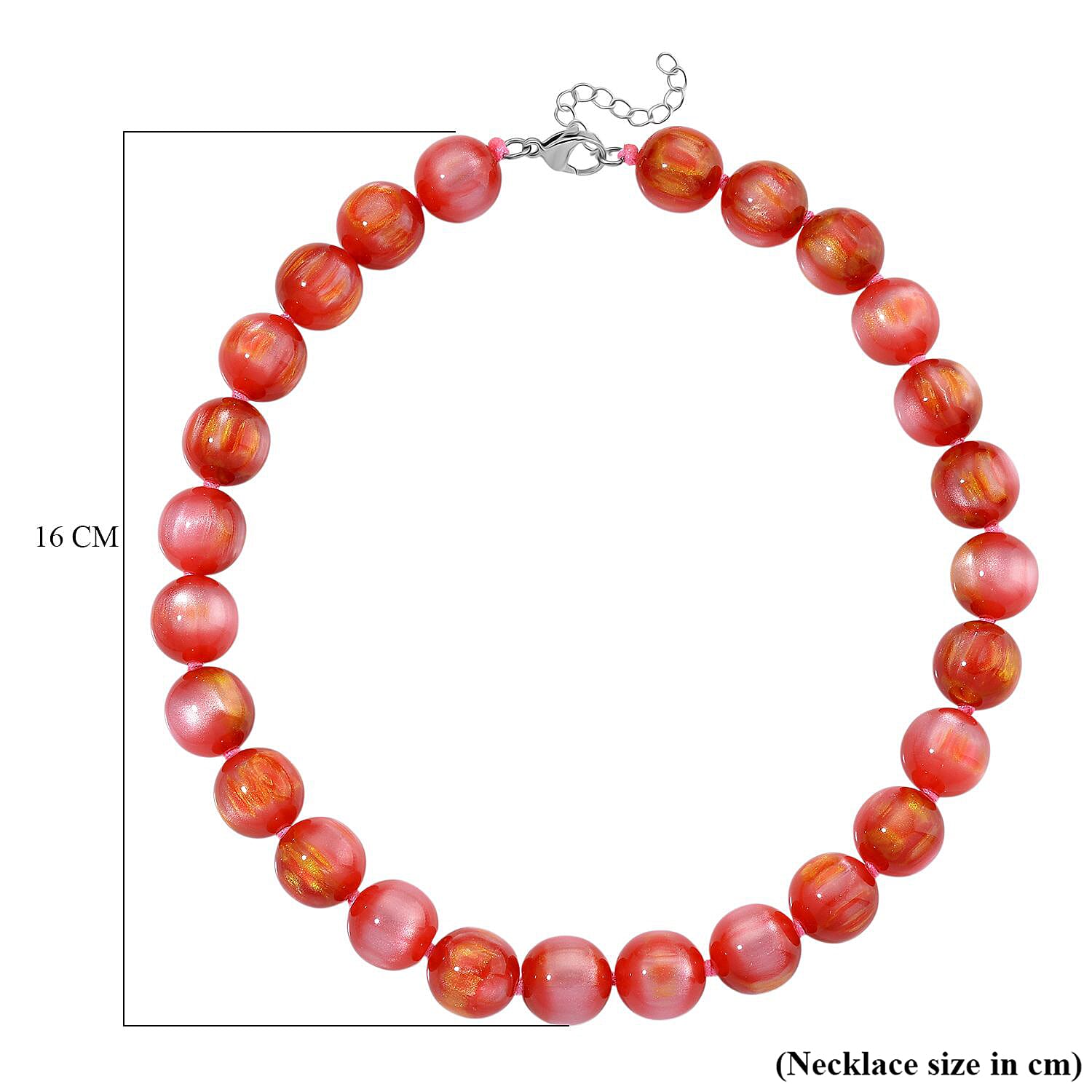 Cherry Coloured Cats Eye Style Necklace with Lobster Clasp (Size 18 - 2) 330.00 Ct.