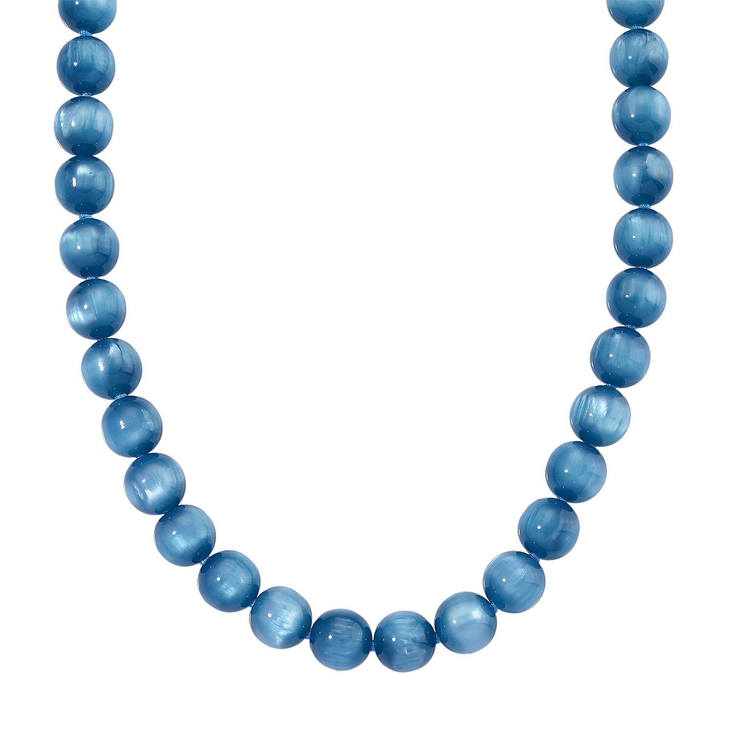 Blue Apatite Coloured Cats Eye Style Necklace (Size 18 - 2 Ext) with Lobster Clasp 340.00 Ct.