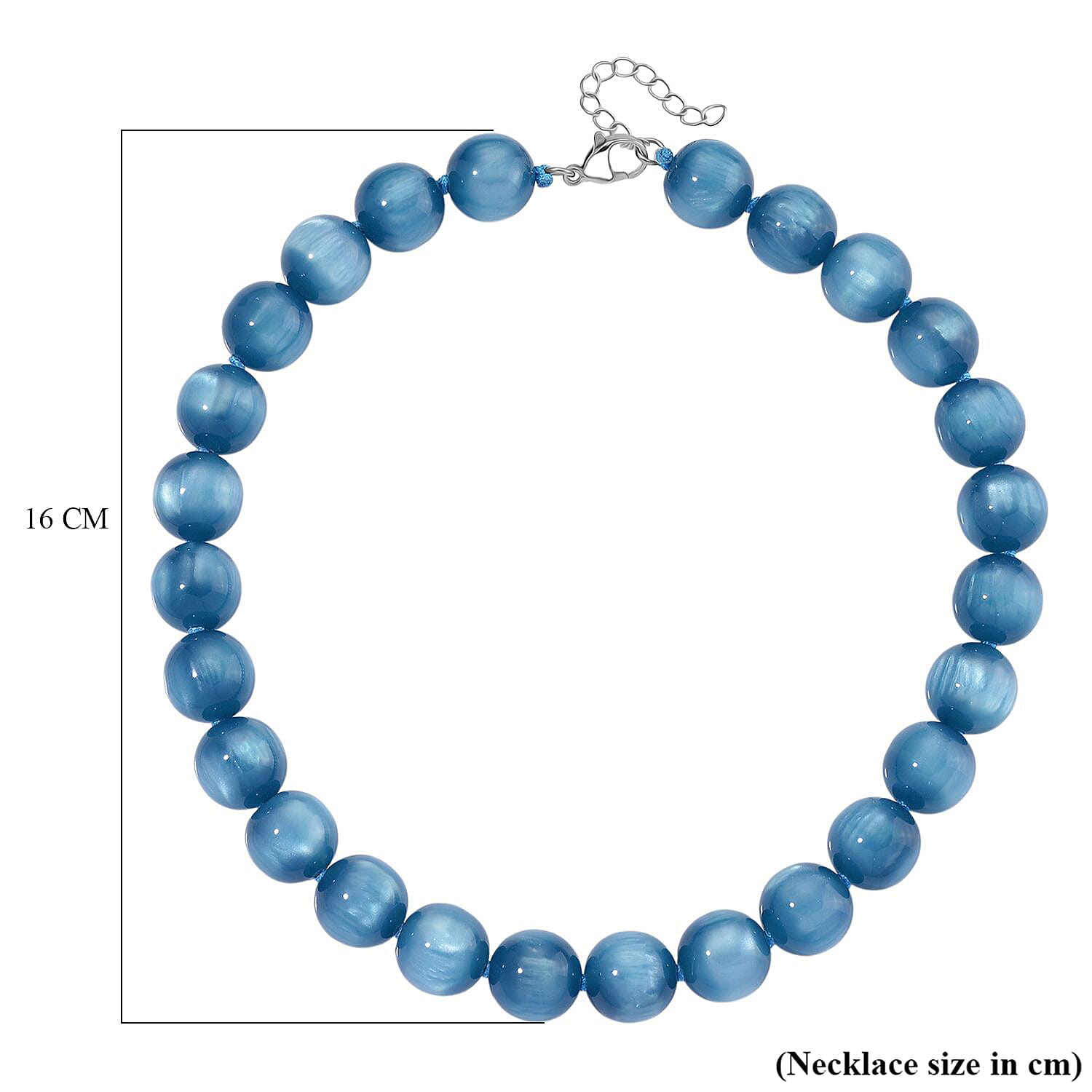 Blue Apatite Coloured Cats Eye Style Necklace (Size 18 - 2 Ext) with Lobster Clasp 340.00 Ct.