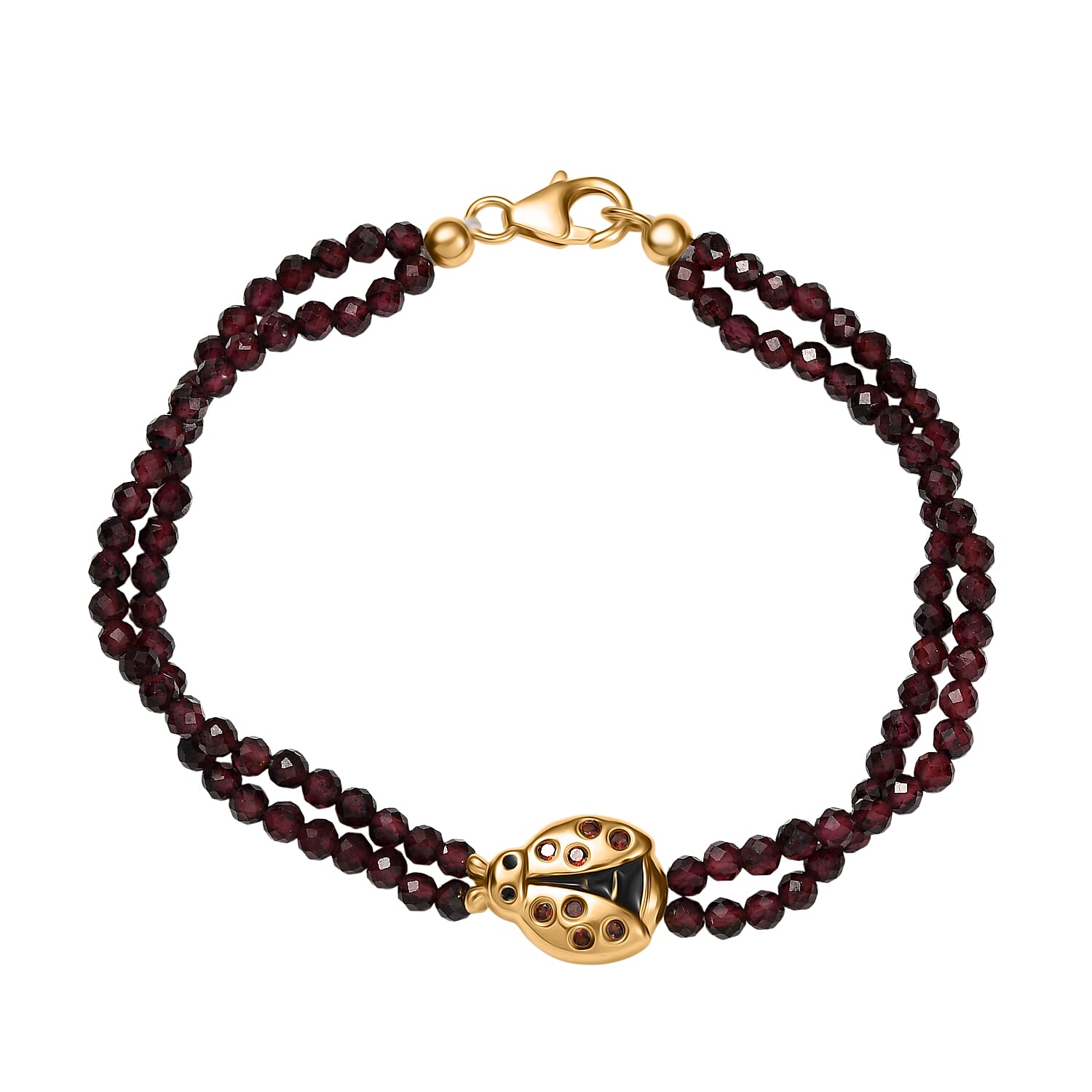 GP Italian Garden Collection - Red Garnet, Blue Sapphire Bracelet (Size - 7.5) in 18K Vermeil Yellow Gold Sterling Silver 29.42 Ct.