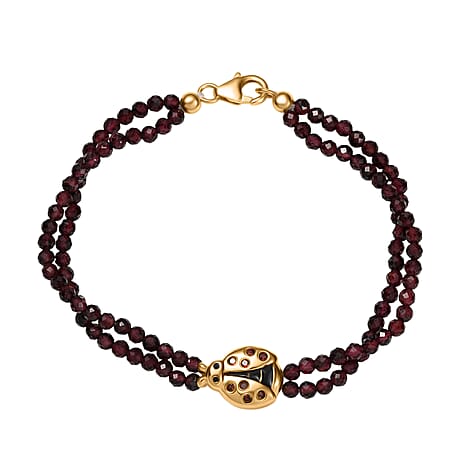 GP Italian Garden Collection - Red Garnet, Blue Sapphire Bracelet (Size - 7.5) in 18K Vermeil Yellow Gold Sterling Silver 29.42 Ct.