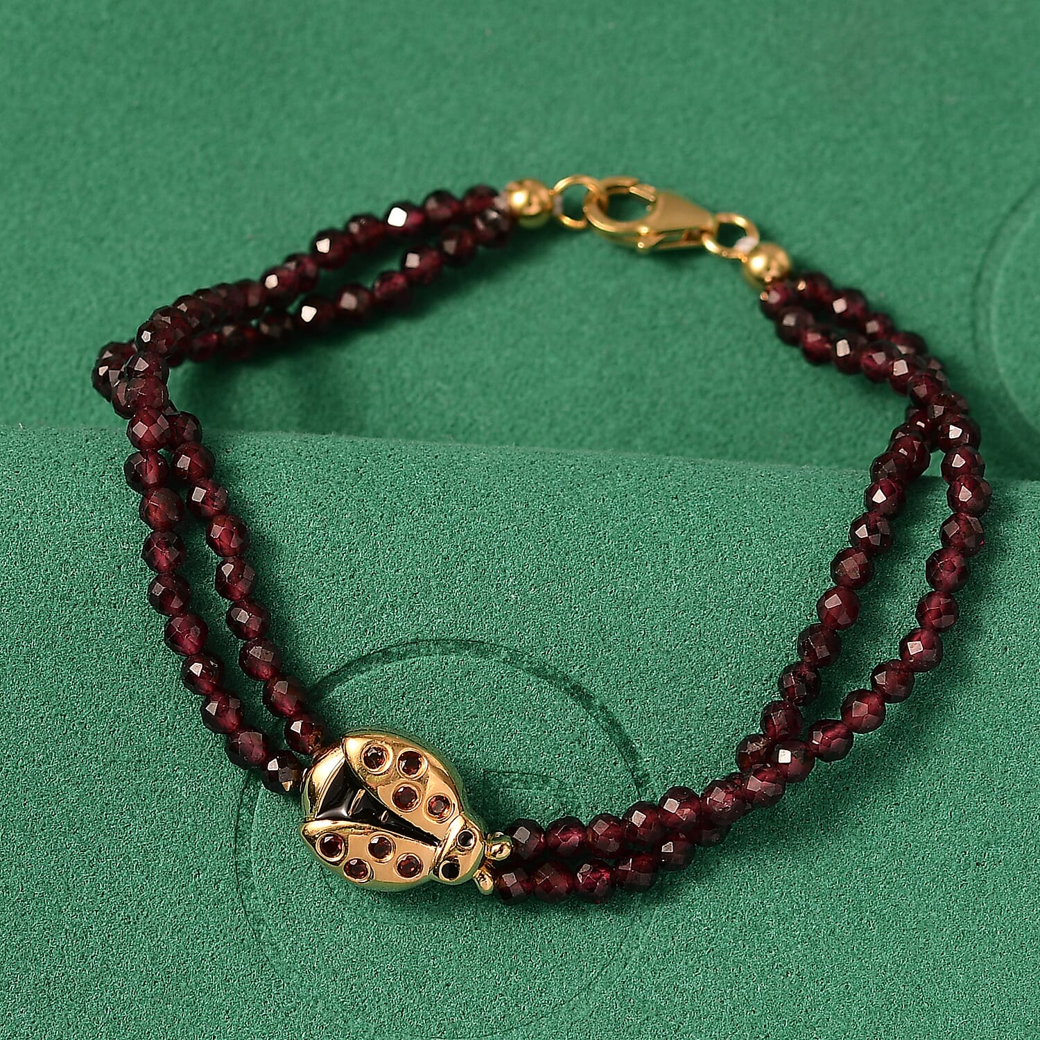 GP Italian Garden Collection - Red Garnet, Blue Sapphire Bracelet (Size - 7.5) in 18K Vermeil Yellow Gold Sterling Silver 29.42 Ct.