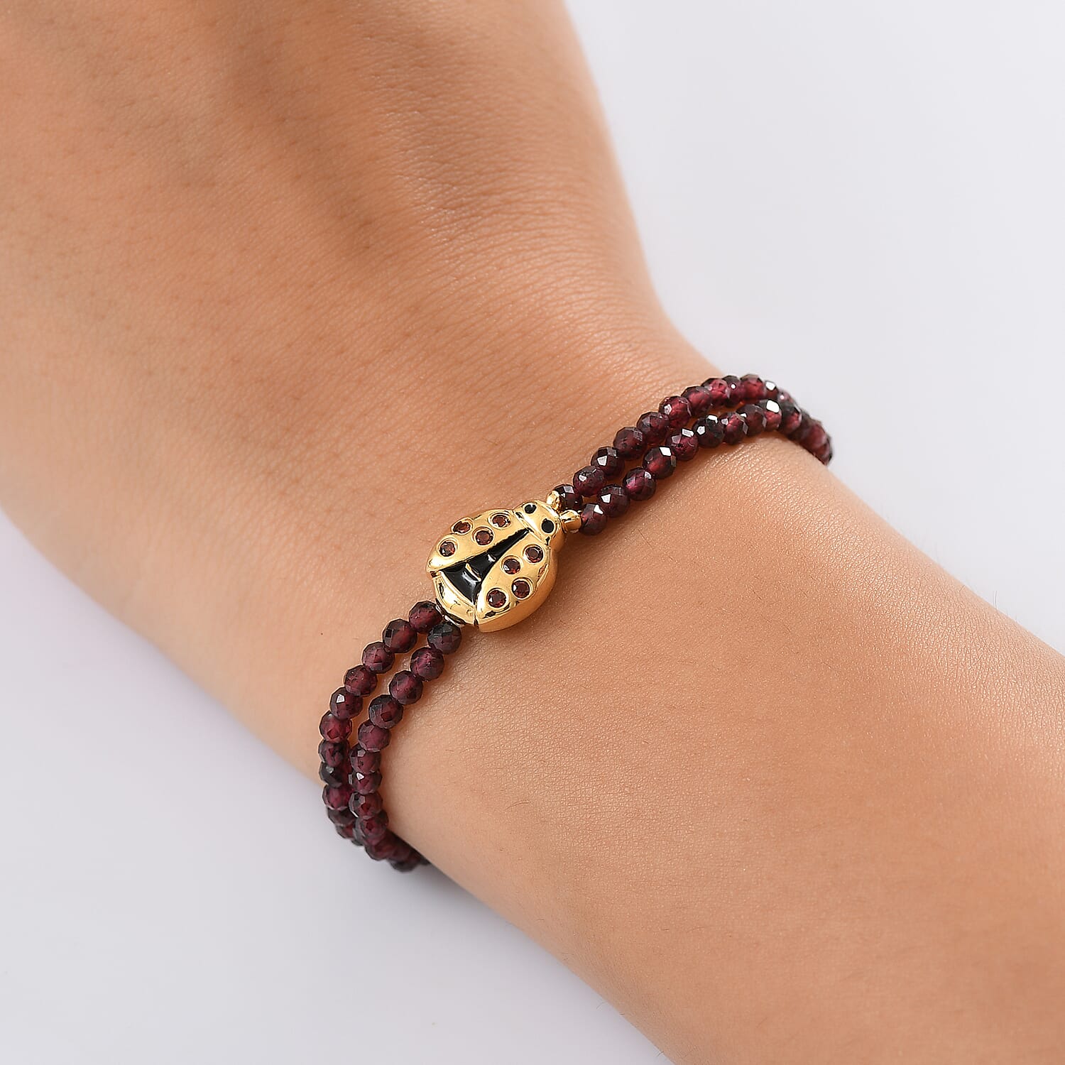 GP Italian Garden Collection - Red Garnet, Blue Sapphire Bracelet (Size - 7.5) in 18K Vermeil Yellow Gold Sterling Silver 29.42 Ct.