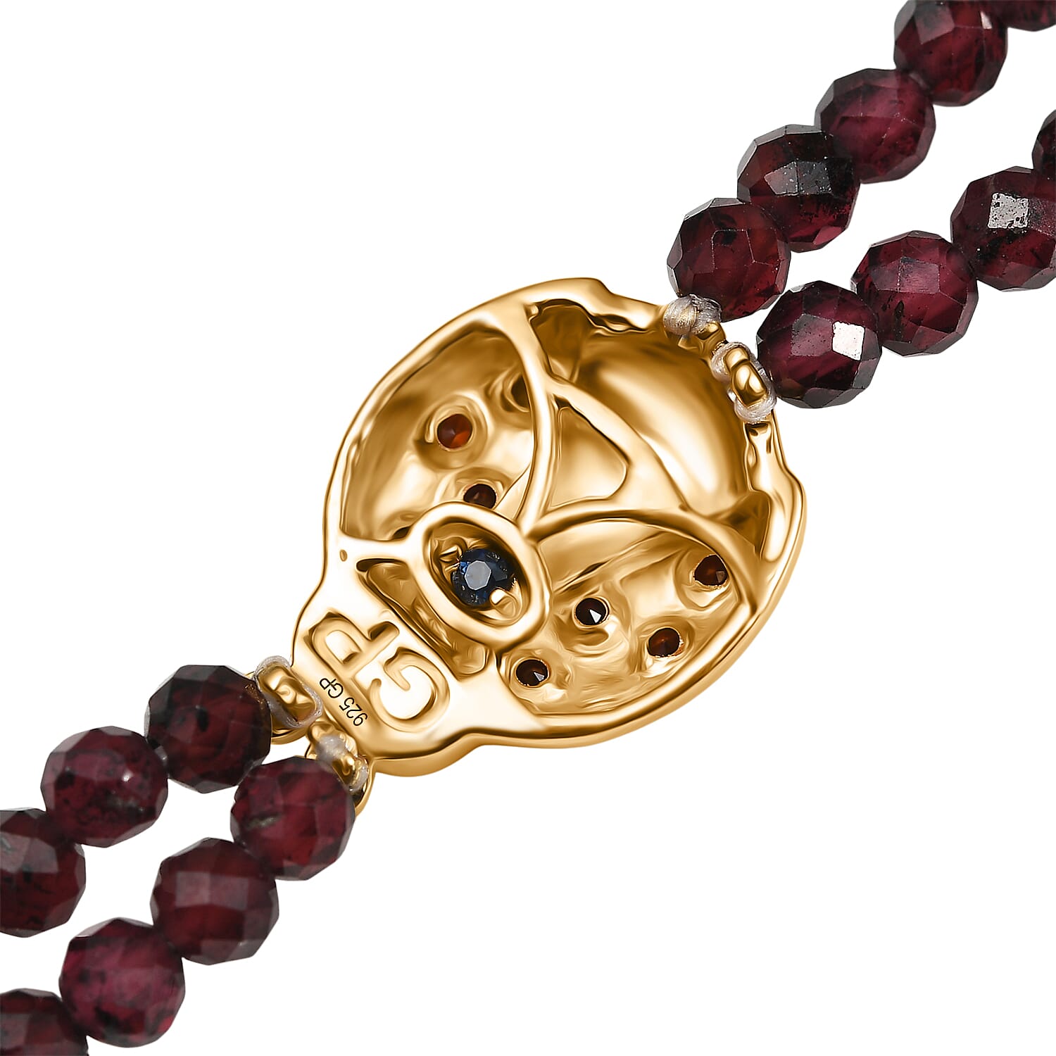 GP Italian Garden Collection - Red Garnet, Blue Sapphire Bracelet (Size - 7.5) in 18K Vermeil Yellow Gold Sterling Silver 29.42 Ct.