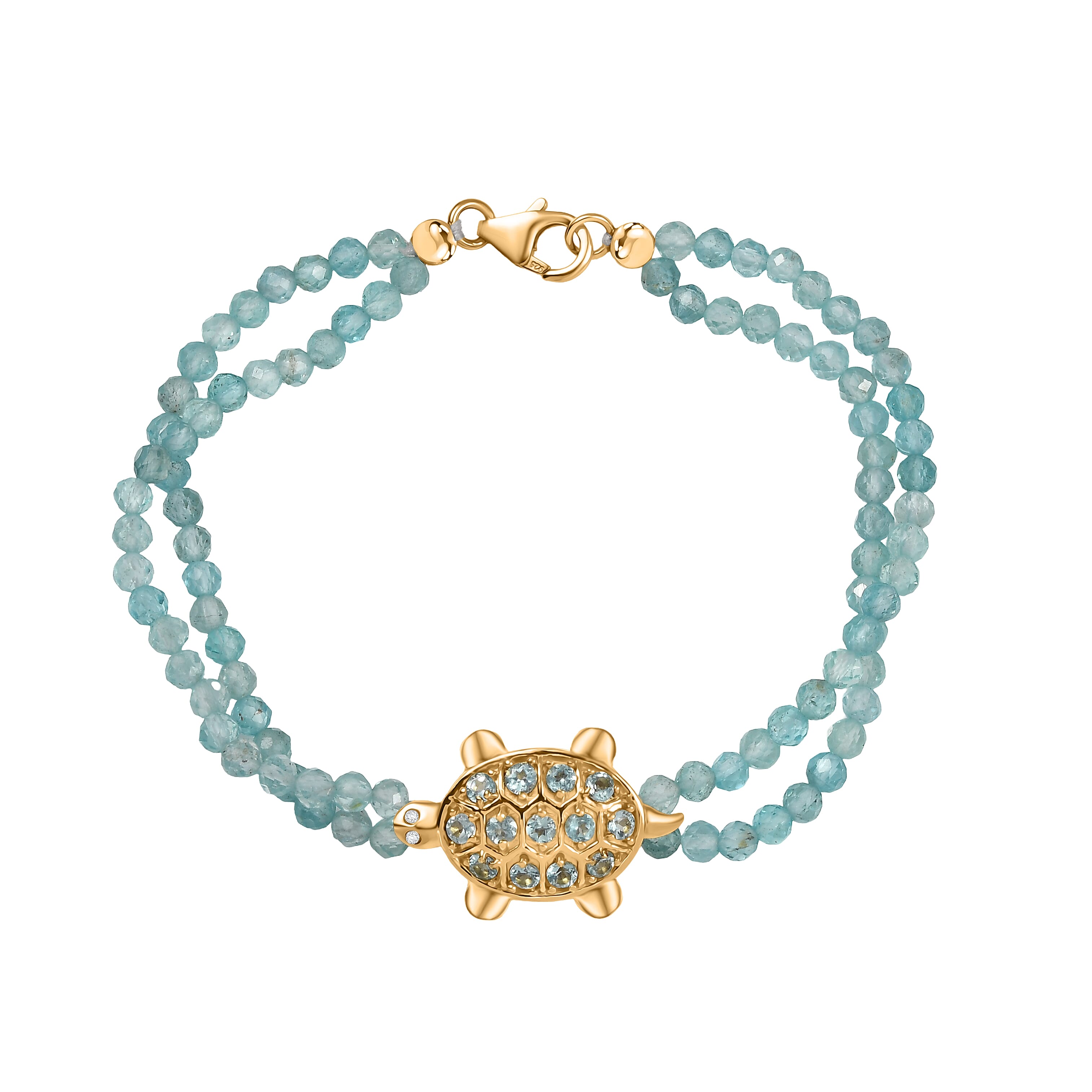 GP Italian Garden Collection - Mint Apatite, Apatite, Blue Sapphire, White Zircon Fancy Bracelet (Size - 7.5) in 18K Vermeil Yellow Gold Sterling Silver 35.22 Ct.