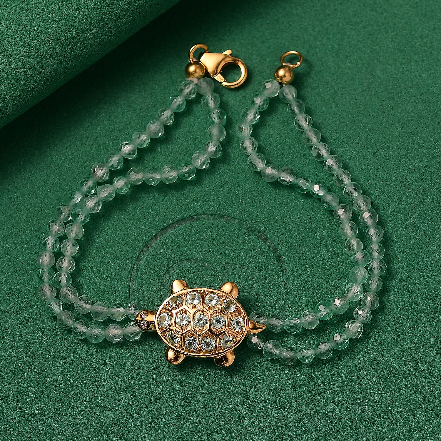 GP Italian Garden Collection - Mint Apatite, Apatite, Blue Sapphire, White Zircon Fancy Bracelet (Size - 7.5) in 18K Vermeil Yellow Gold Sterling Silver 35.22 Ct.