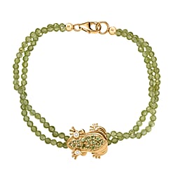 GP Italian Garden Collection - Peridot, White Zircon Bracelet (Size - 7.5) with Lobster Clasp in 18K Vermeil Yellow Gold Over Sterling Silver 23.05 Ct.
