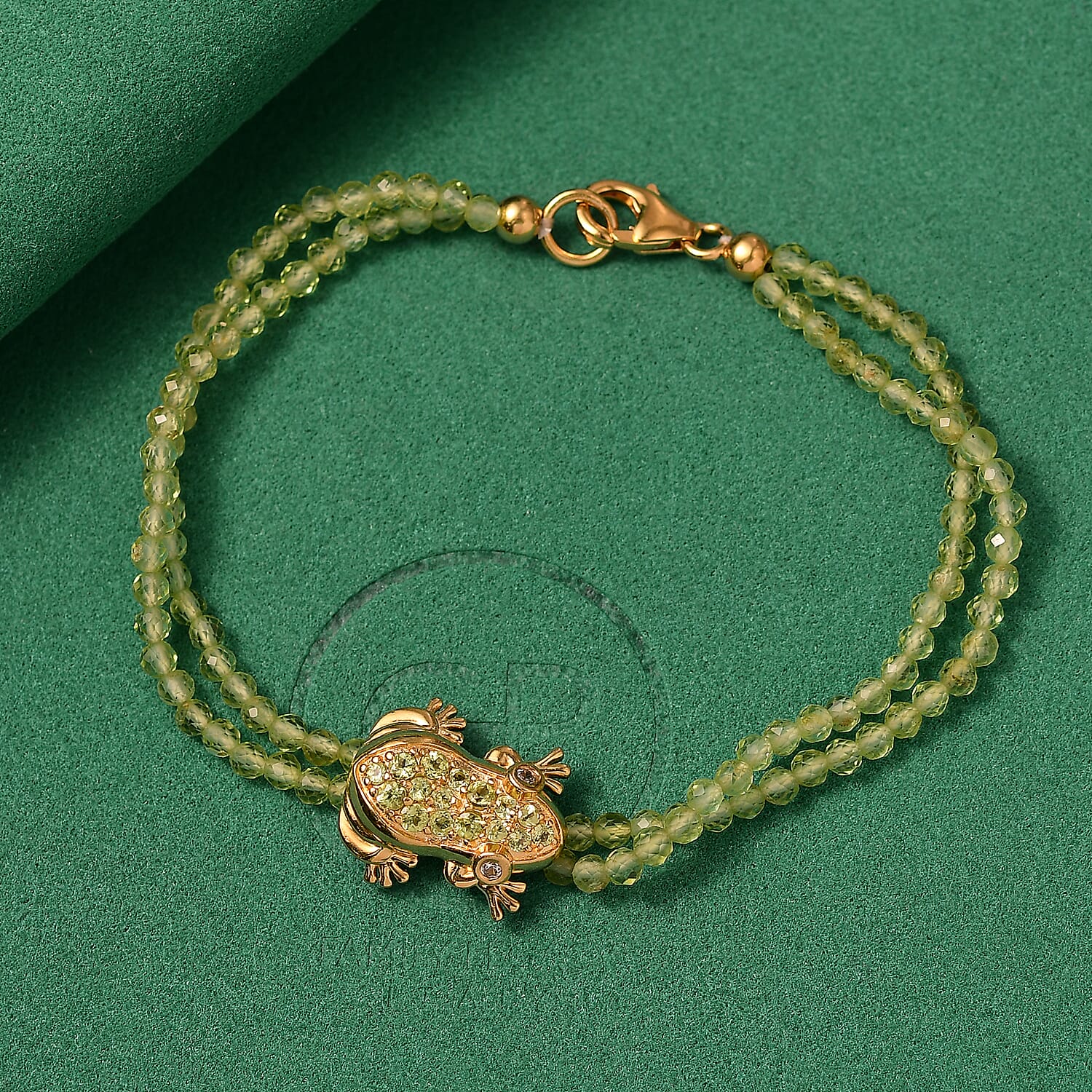 GP Italian Garden Collection - Peridot, Blue Sapphire, White Zircon Bracelet (Size - 7.5) in 18K Vermeil Yellow Gold Plated Sterling Silver 23.05 Ct.