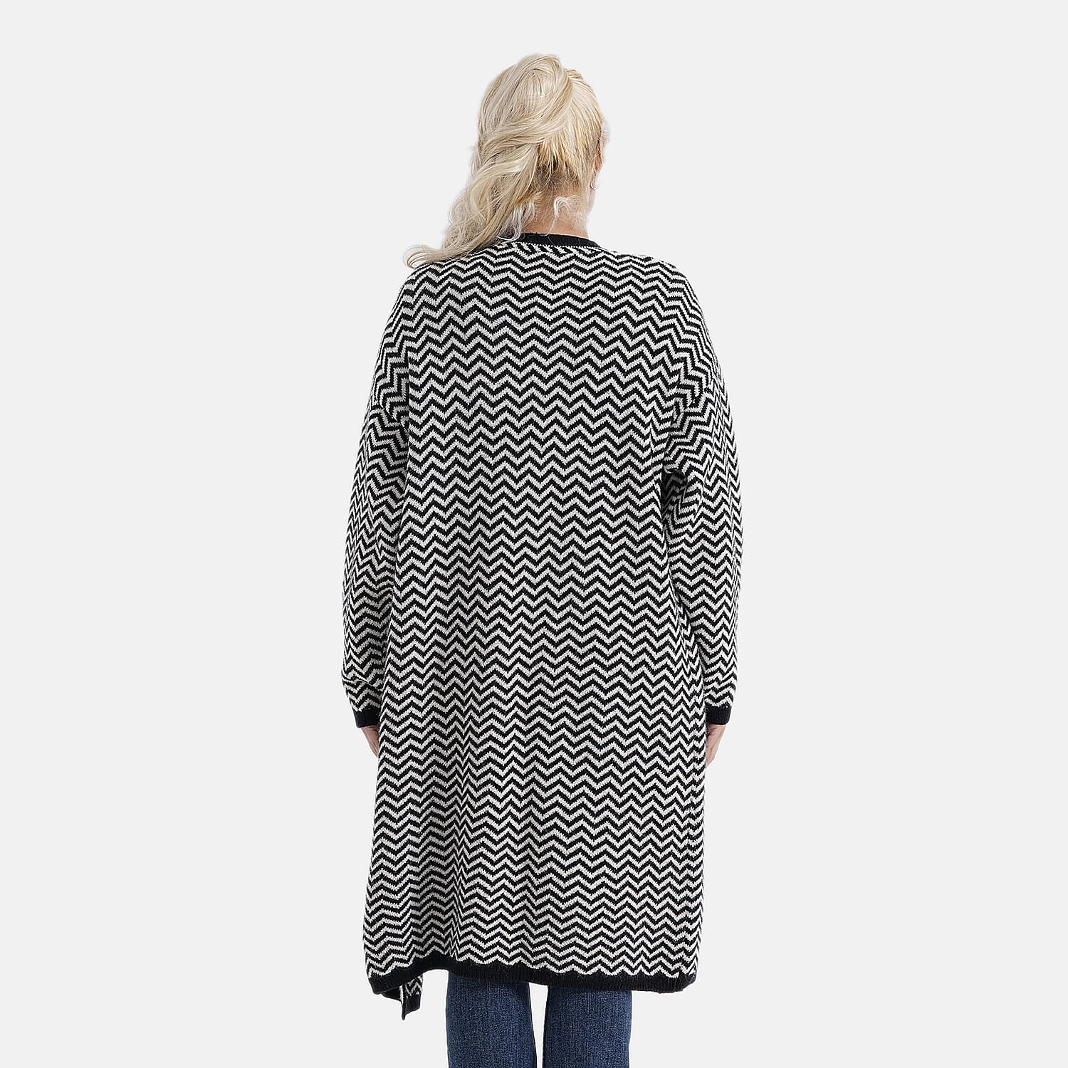 La Marey Long Cardigan (Size 95x60 Cm) - Black & Off-White