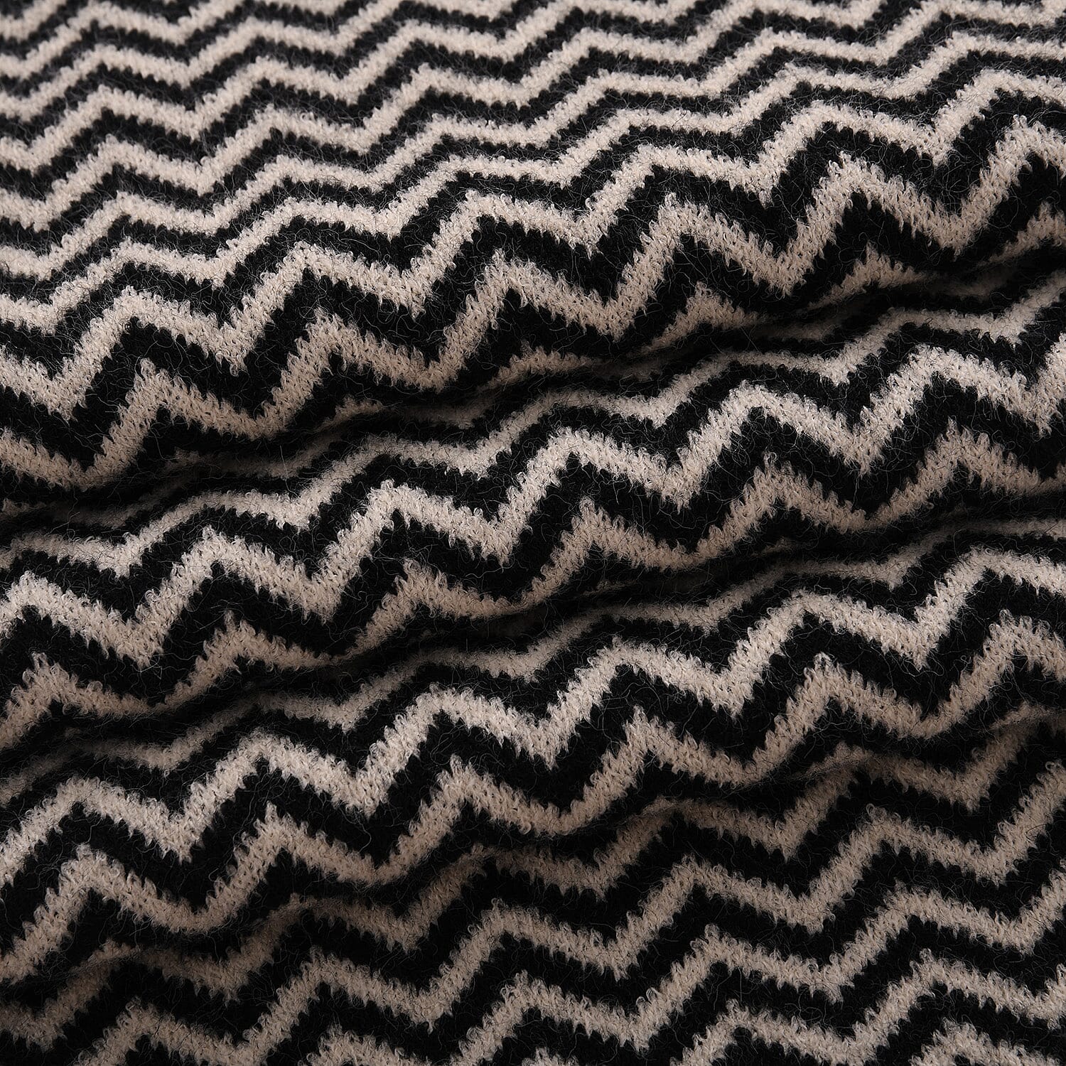 Stylish Knit Scarf & Headband Set - Black & Off-White