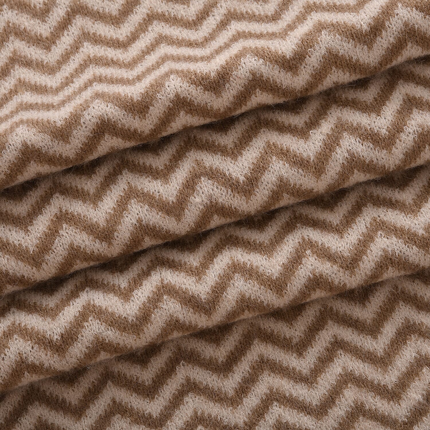 Stylish Knit Scarf & Headband Set - Beige & Off-White