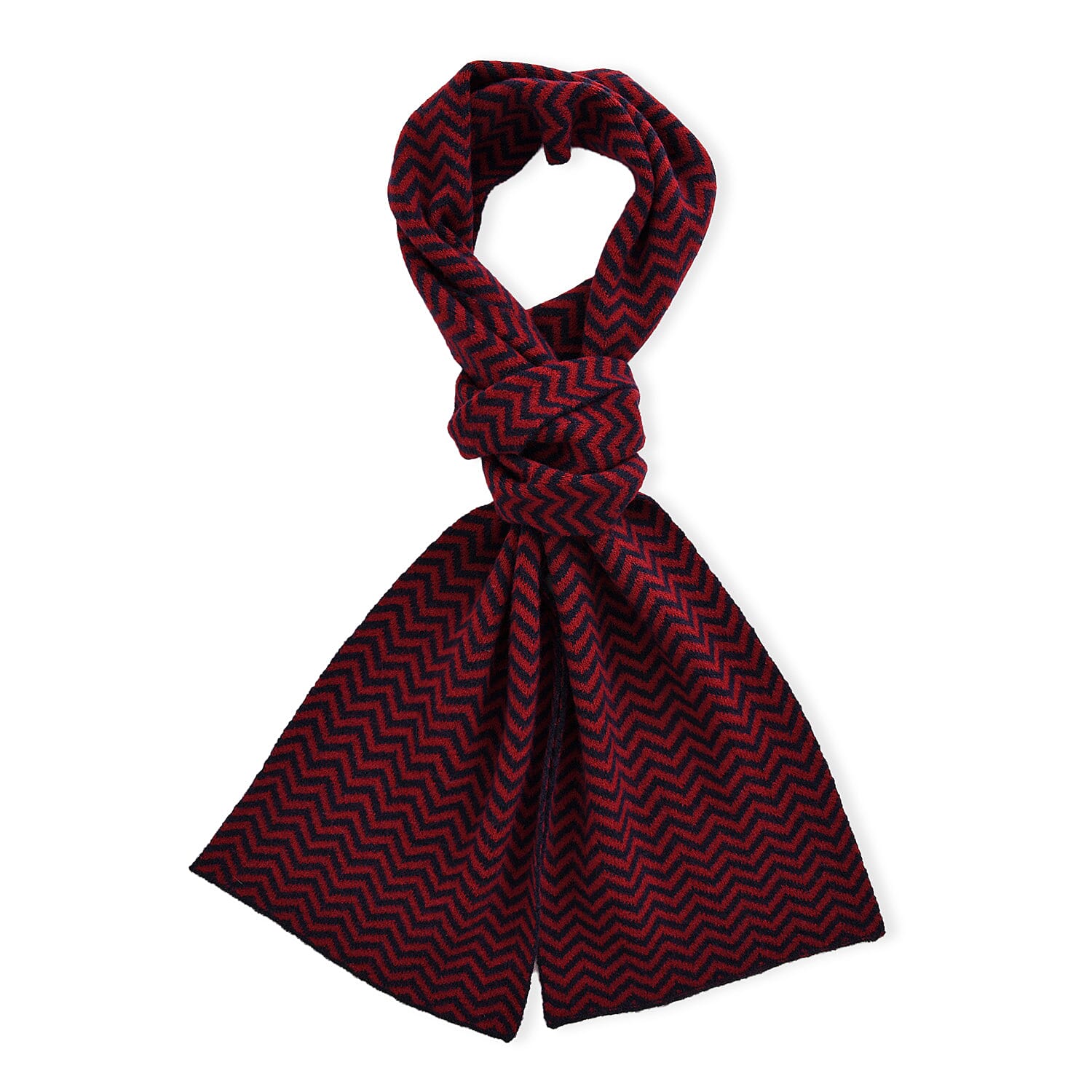 Stylish Knit Scarf & Headband Set - Red & Navy