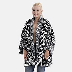 La Marey Oversized Cardigan (Size 10 to 22) - Black & White