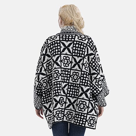 La Marey Oversized Cardigan (Size 10 to 22) - Black & White