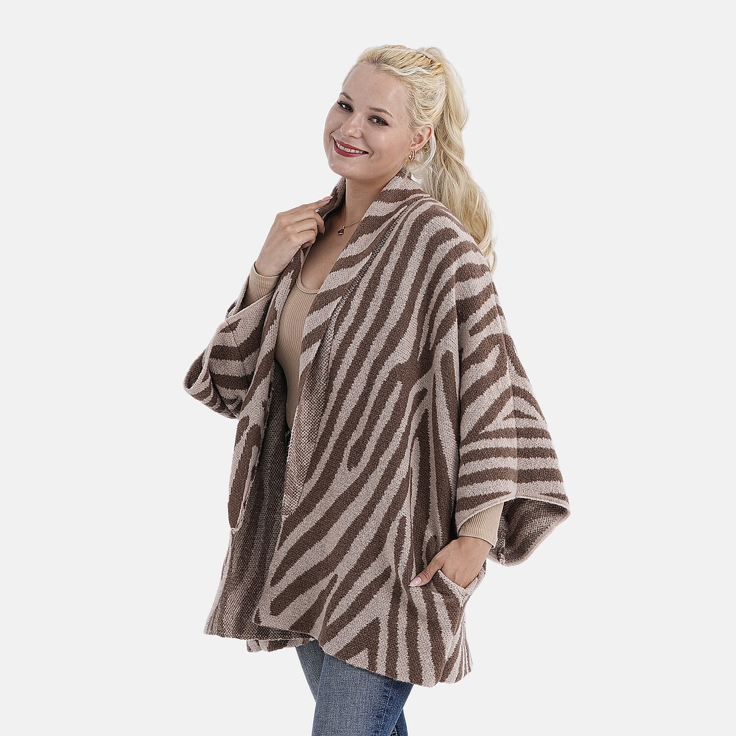 La Marey Oversized Cardigan (Size 10 to 22) - Chocolate